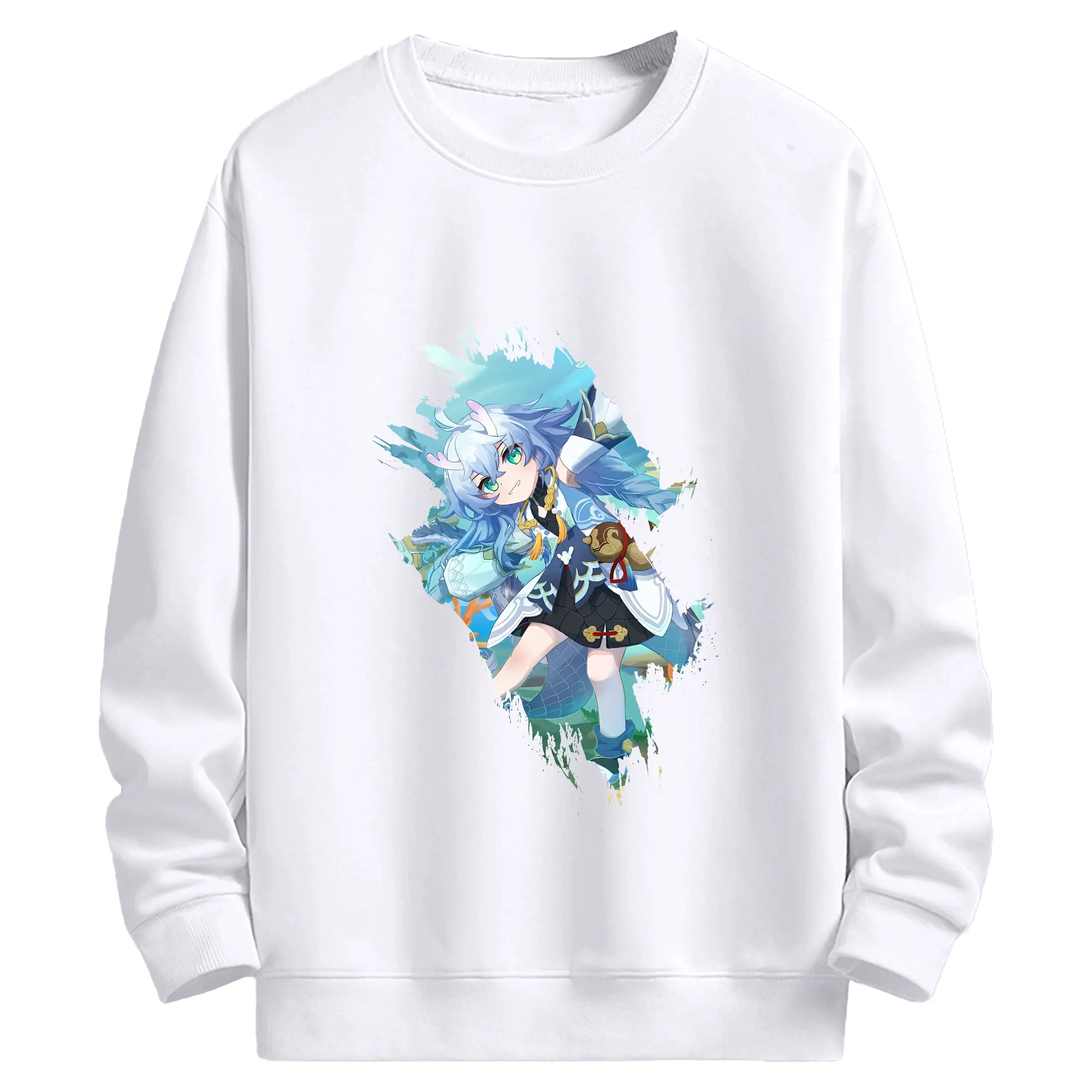崩壊：スターレイル グッズ 白露 - 高品質 クルーネック スウェット ・ コットン59％ ポリエステル41％ ・ ユニセックス 長袖 トレーナー ・ カジュアル デイリー スポーツ 散歩用