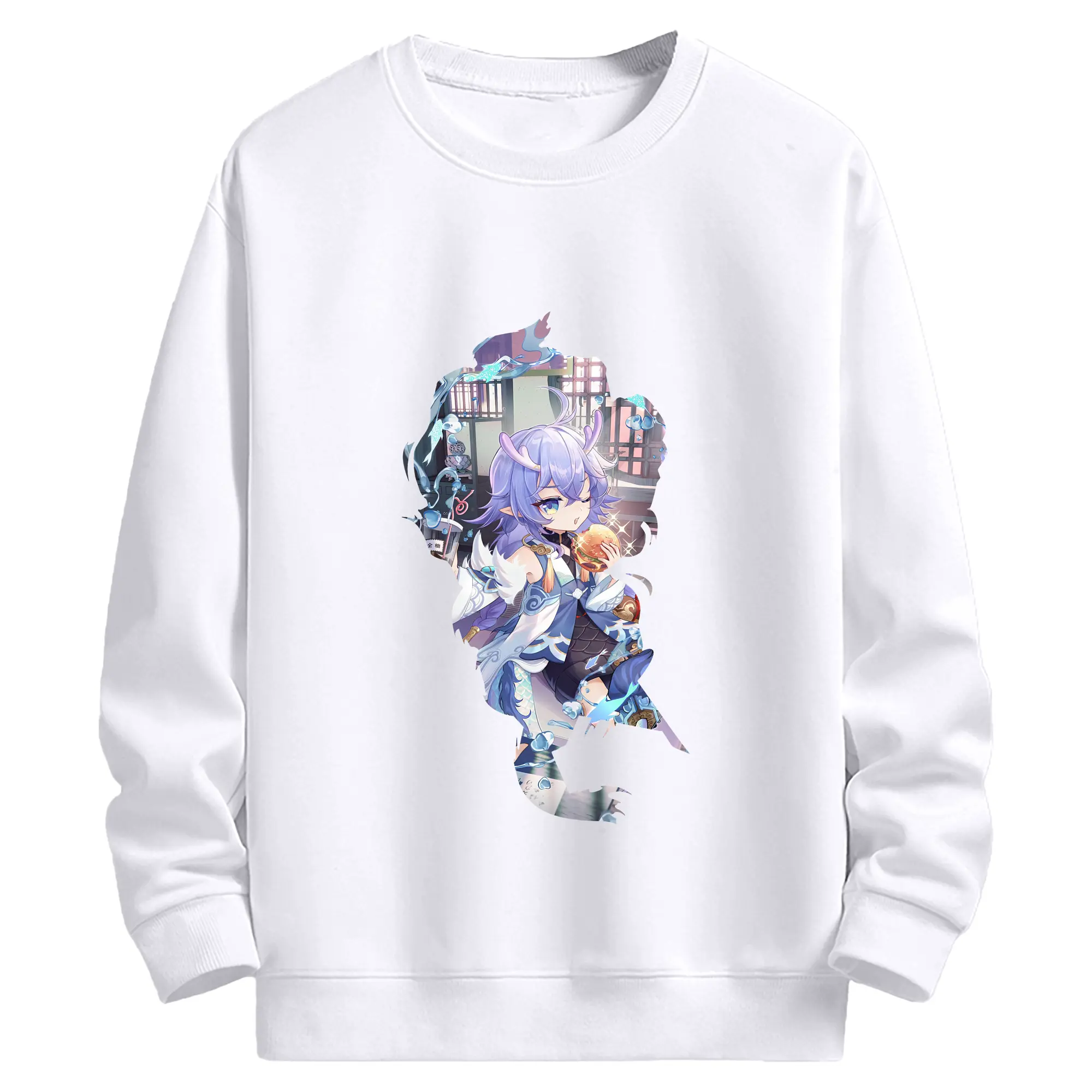 崩壊：スターレイル グッズ 白露 - 高品質 クルーネック スウェット ・ コットン59％ ポリエステル41％ ・ ユニセックス 長袖 トレーナー ・ カジュアル デイリー スポーツ 散歩用