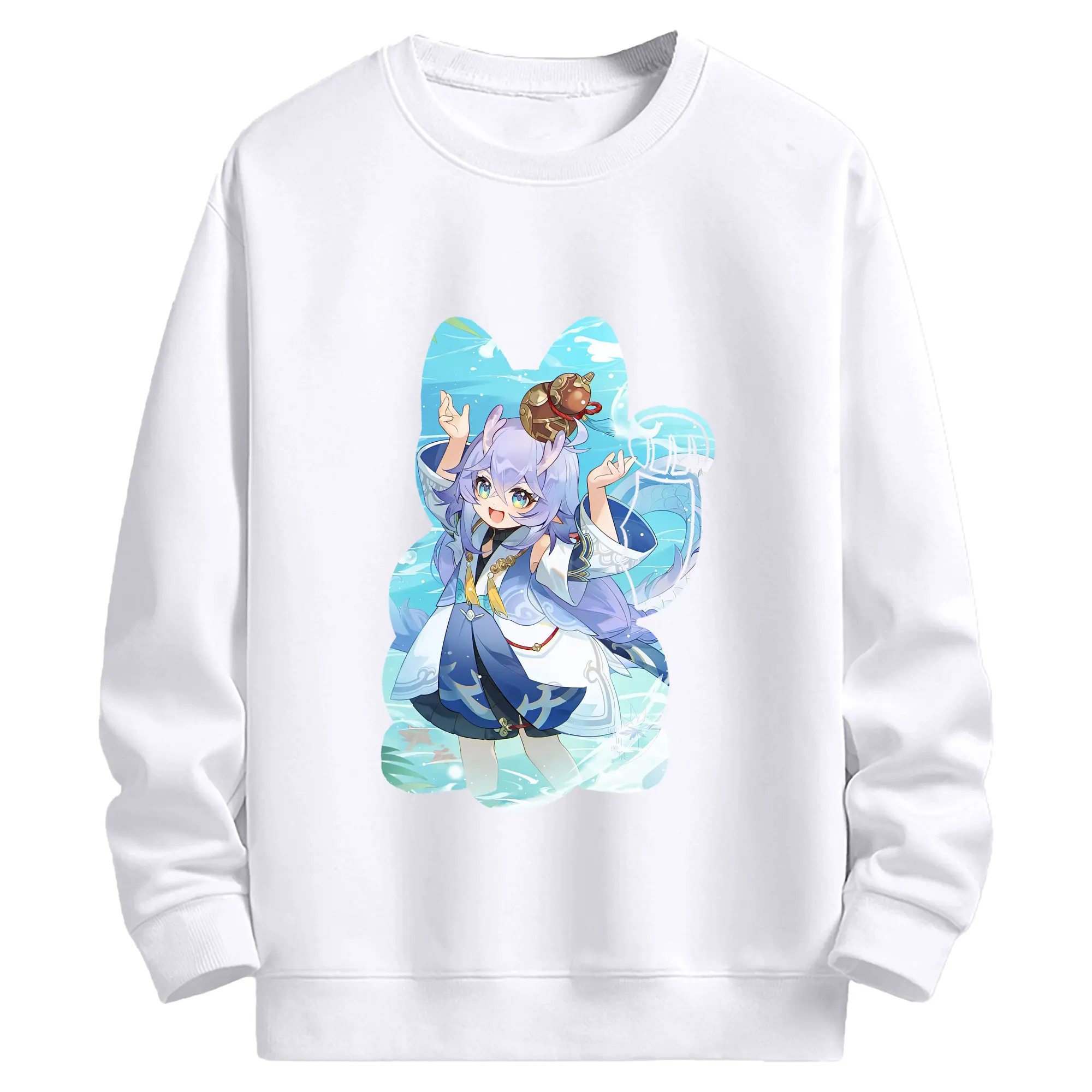 崩壊：スターレイル グッズ 白露 - 高品質 クルーネック スウェット ・ コットン59％ ポリエステル41％ ・ ユニセックス 長袖 トレーナー ・ カジュアル デイリー スポーツ 散歩用