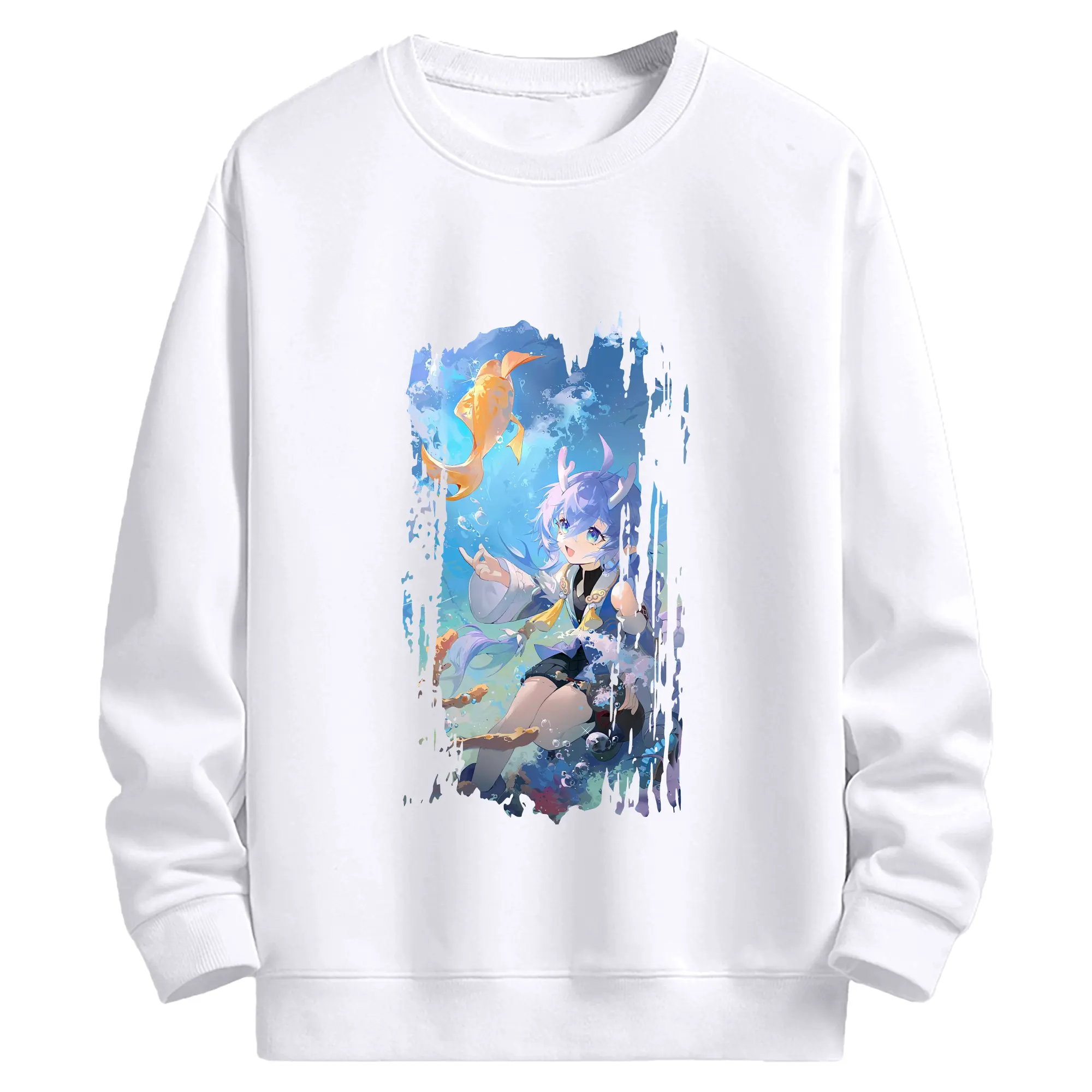 崩壊：スターレイル グッズ 白露 - 高品質 クルーネック スウェット ・ コットン59％ ポリエステル41％ ・ ユニセックス 長袖 トレーナー ・ カジュアル デイリー スポーツ 散歩用