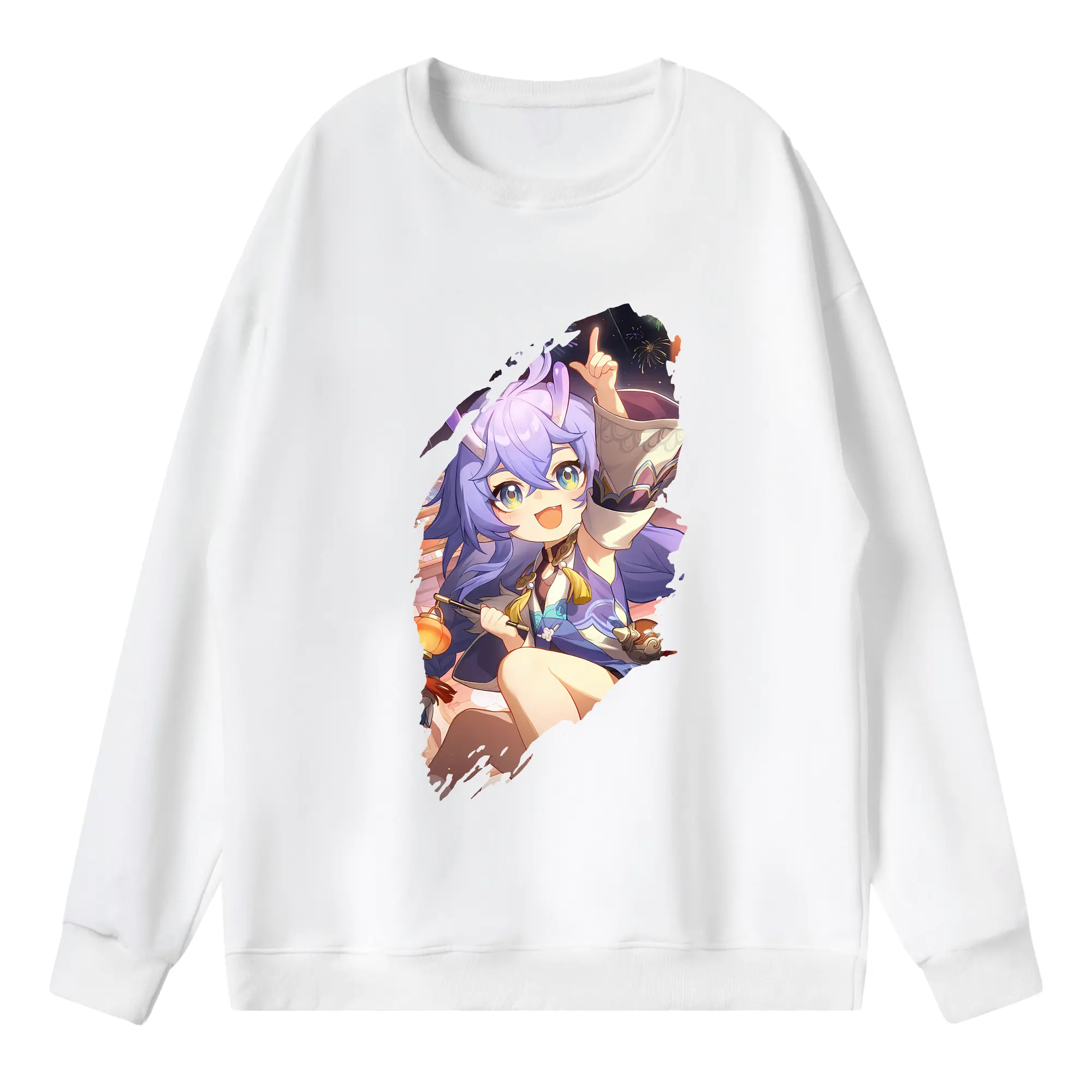 崩壊：スターレイル グッズ 白露 - 薄手 クルーネック スウェット 裏毛260g · ポリエステル 春秋向け カジュアル 男女兼用 · トレーナー デイリー スポーツ 散歩に最適