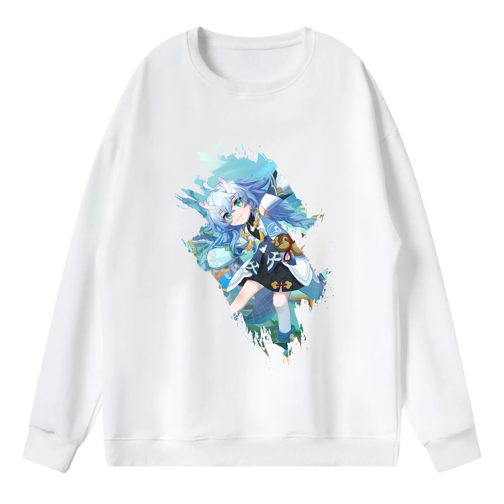 崩壊：スターレイル グッズ 白露 - 薄手 クルーネック スウェット 裏毛260g · ポリエステル 春秋向け カジュアル 男女兼用 · トレーナー デイリー スポーツ 散歩に最適