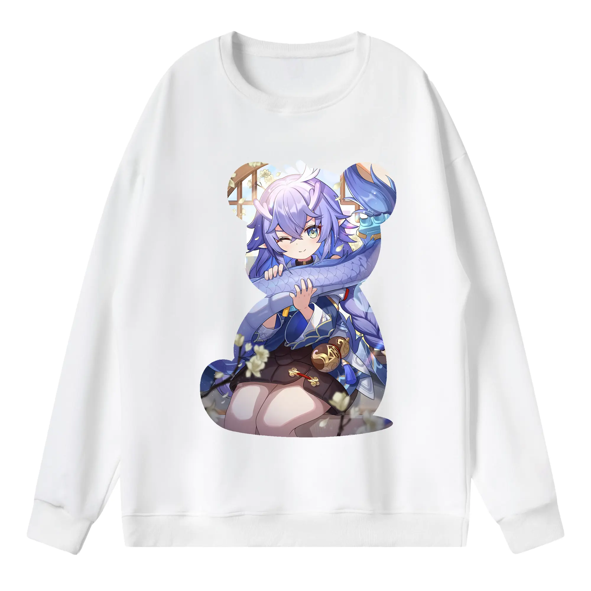 崩壊：スターレイル グッズ 白露 - 薄手 クルーネック スウェット 裏毛260g · ポリエステル 春秋向け カジュアル 男女兼用 · トレーナー デイリー スポーツ 散歩に最適