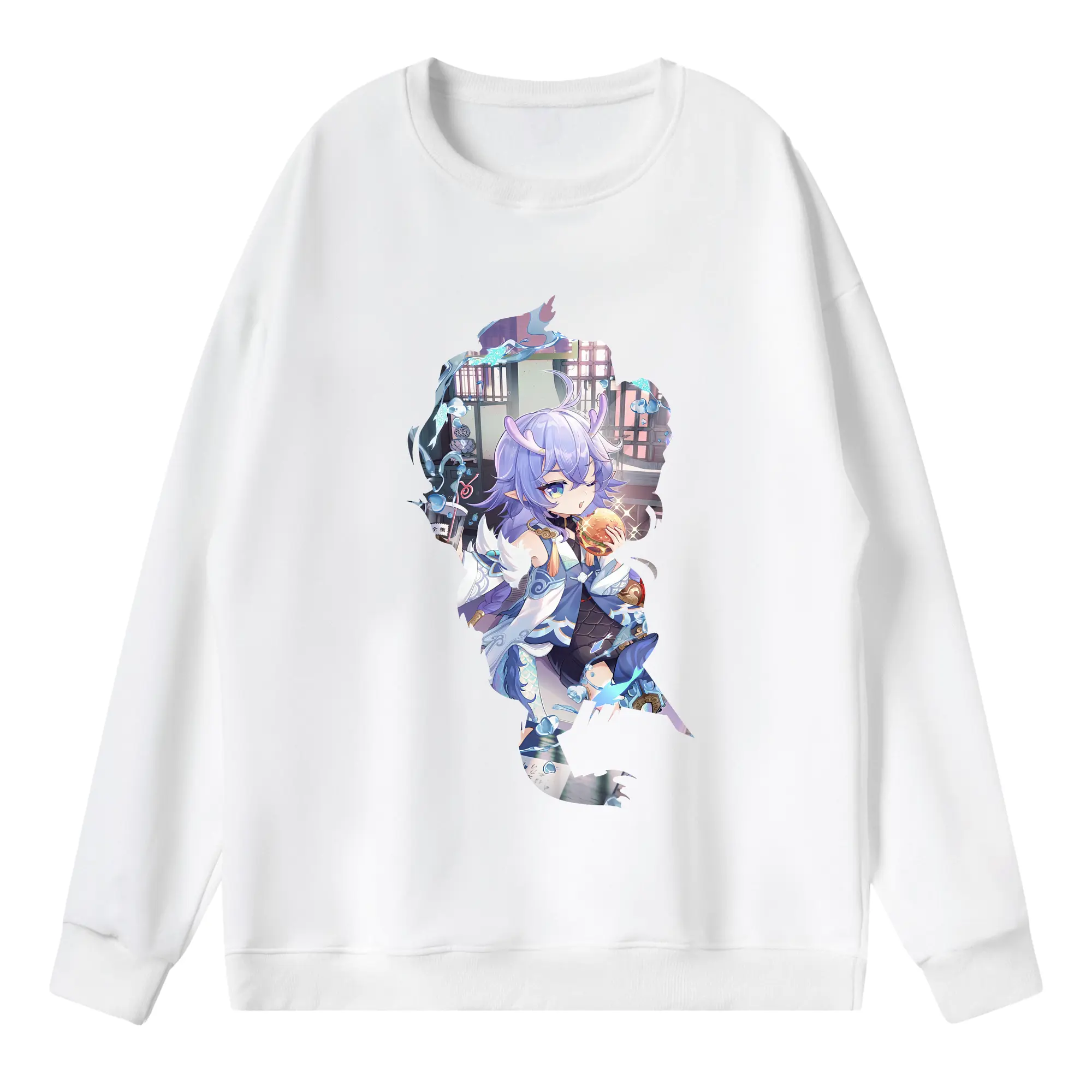 崩壊：スターレイル グッズ 白露 - 薄手 クルーネック スウェット 裏毛260g · ポリエステル 春秋向け カジュアル 男女兼用 · トレーナー デイリー スポーツ 散歩に最適