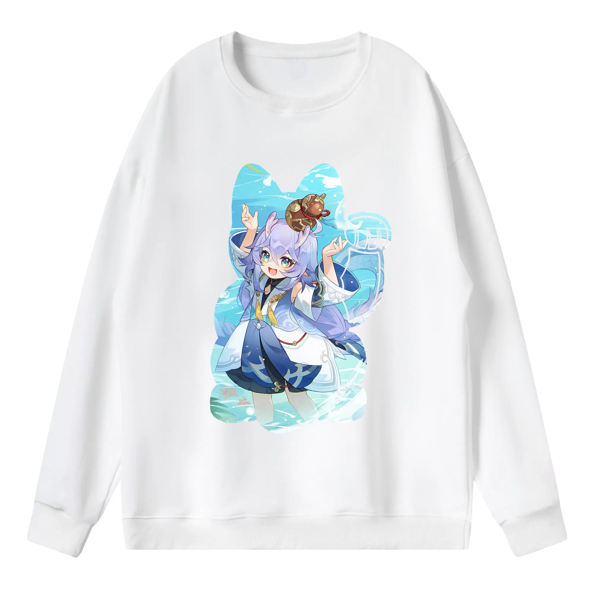 崩壊：スターレイル グッズ 白露 - 薄手 クルーネック スウェット 裏毛260g · ポリエステル 春秋向け カジュアル 男女兼用 · トレーナー デイリー スポーツ 散歩に最適