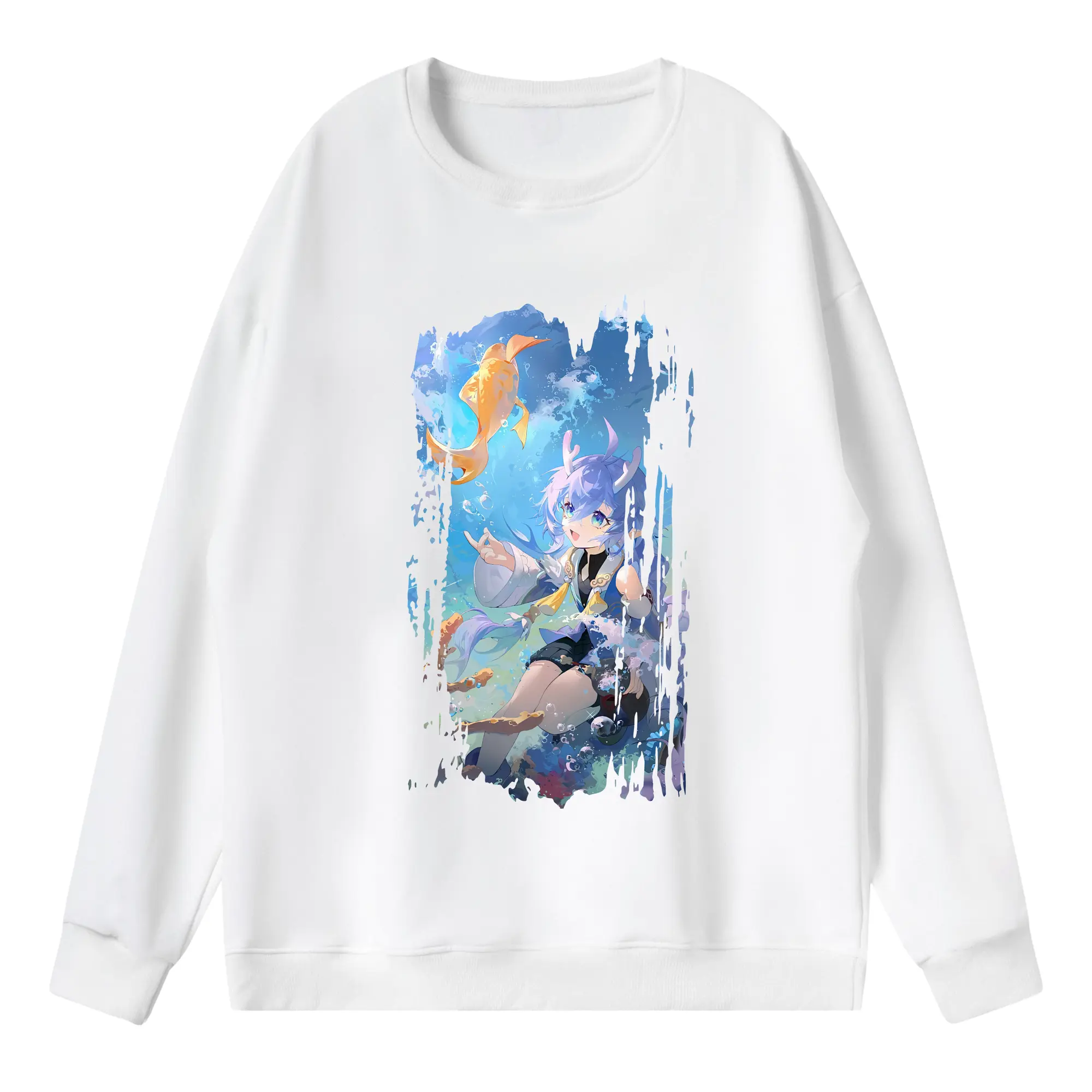 崩壊：スターレイル グッズ 白露 - 薄手 クルーネック スウェット 裏毛260g · ポリエステル 春秋向け カジュアル 男女兼用 · トレーナー デイリー スポーツ 散歩に最適