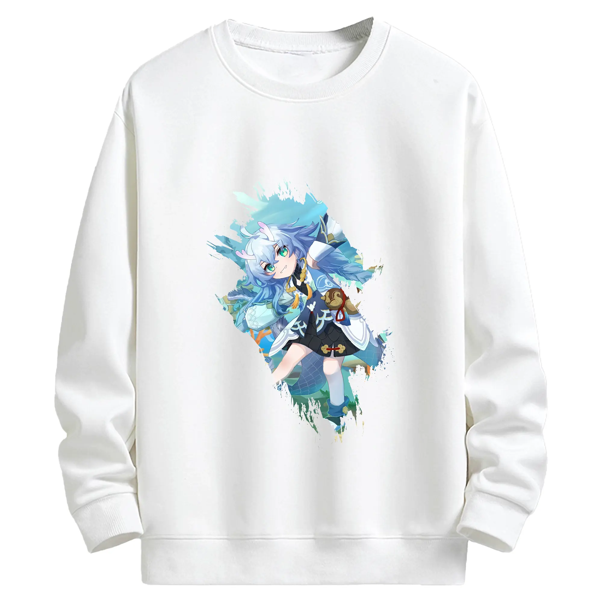 崩壊：スターレイル グッズ 白露 - キッズ クルーネックスウェットシャツ ・ フロントプリント ・ 綿80％ ポリエステル20％ ・ 快適 通学 スポーツ 日常使い お散歩用