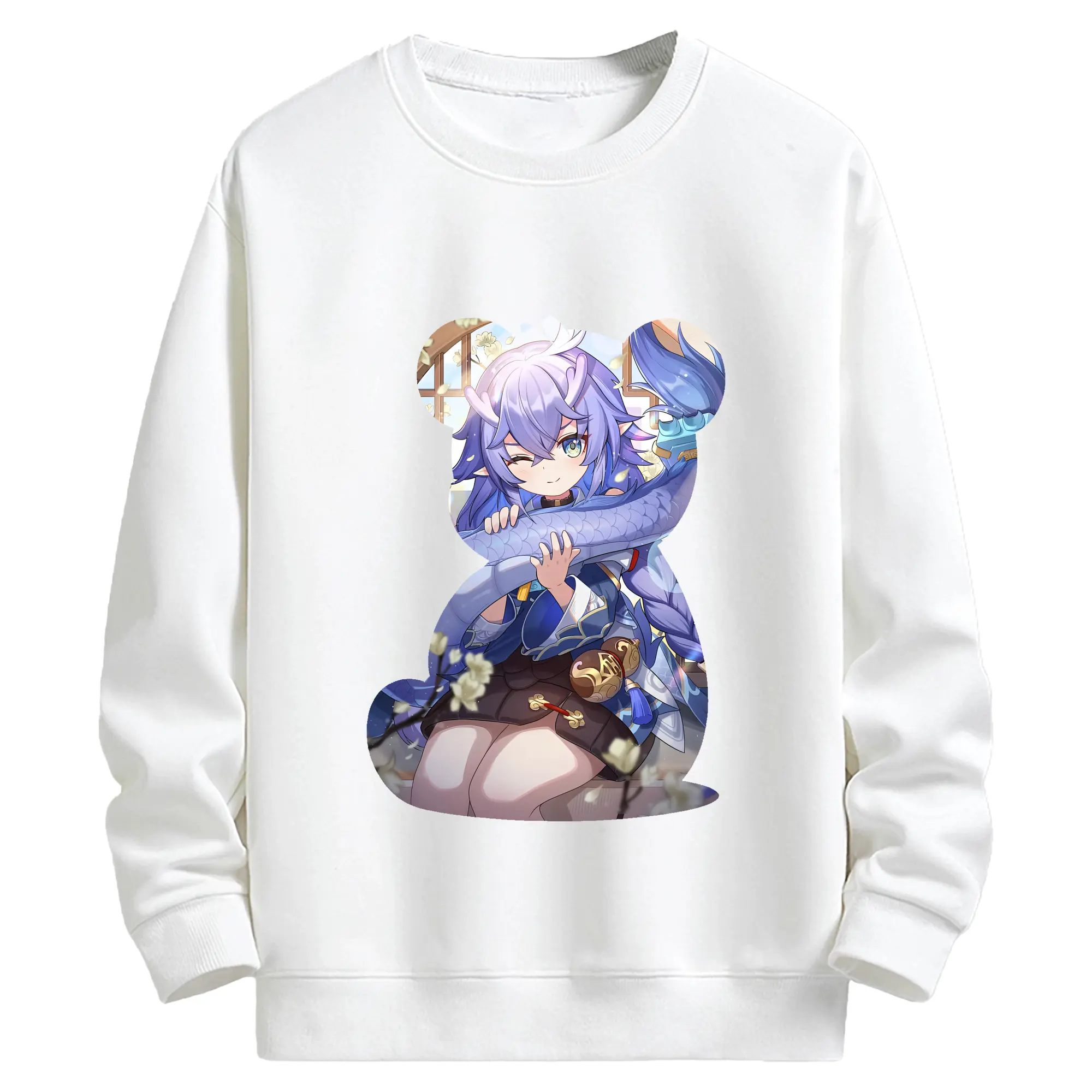 崩壊：スターレイル グッズ 白露 - キッズ クルーネックスウェットシャツ ・ フロントプリント ・ 綿80％ ポリエステル20％ ・ 快適 通学 スポーツ 日常使い お散歩用