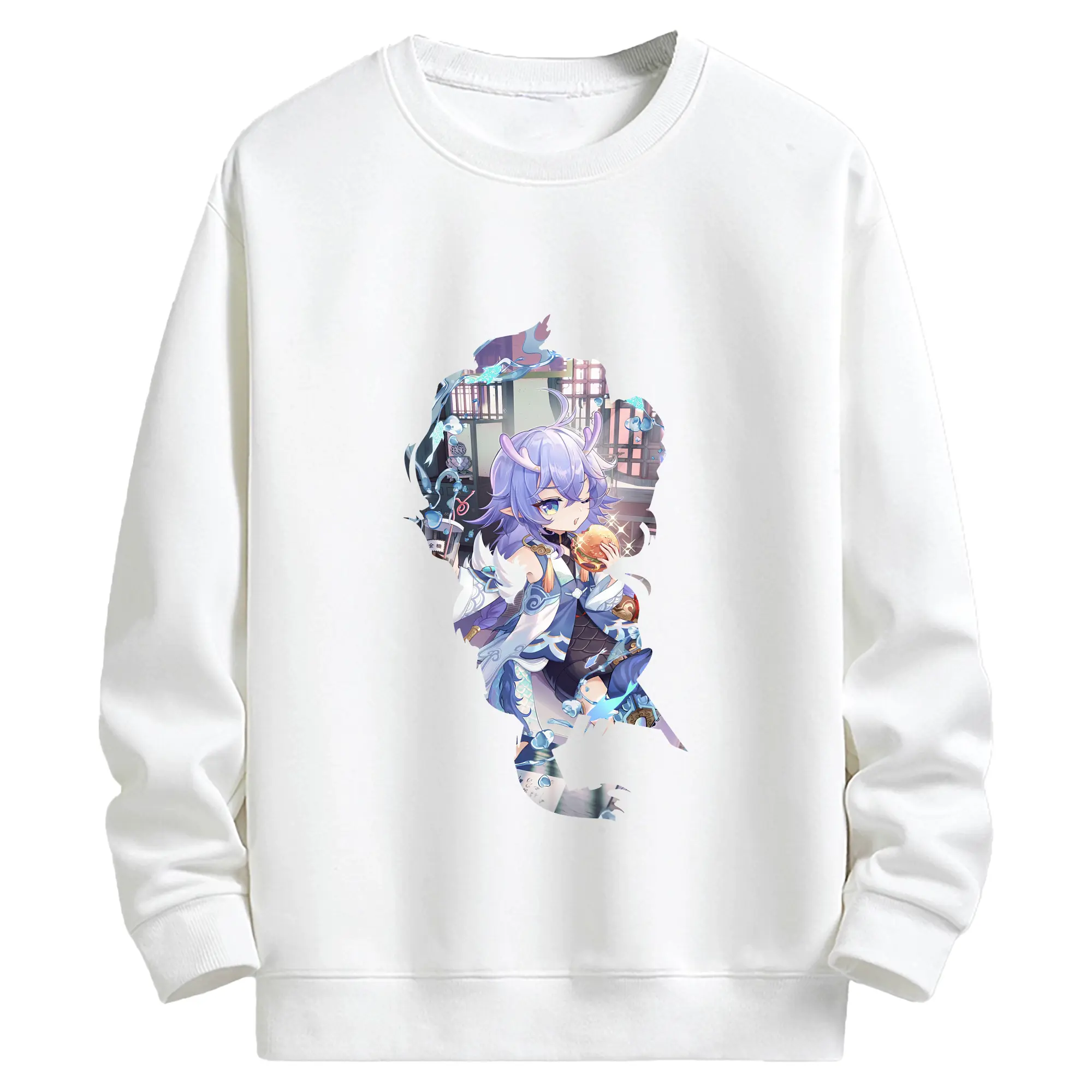 崩壊：スターレイル グッズ 白露 - キッズ クルーネックスウェットシャツ ・ フロントプリント ・ 綿80％ ポリエステル20％ ・ 快適 通学 スポーツ 日常使い お散歩用