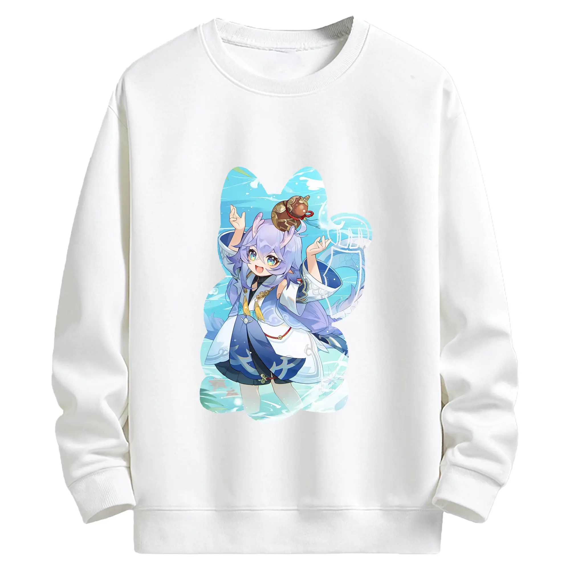崩壊：スターレイル グッズ 白露 - キッズ クルーネックスウェットシャツ ・ フロントプリント ・ 綿80％ ポリエステル20％ ・ 快適 通学 スポーツ 日常使い お散歩用