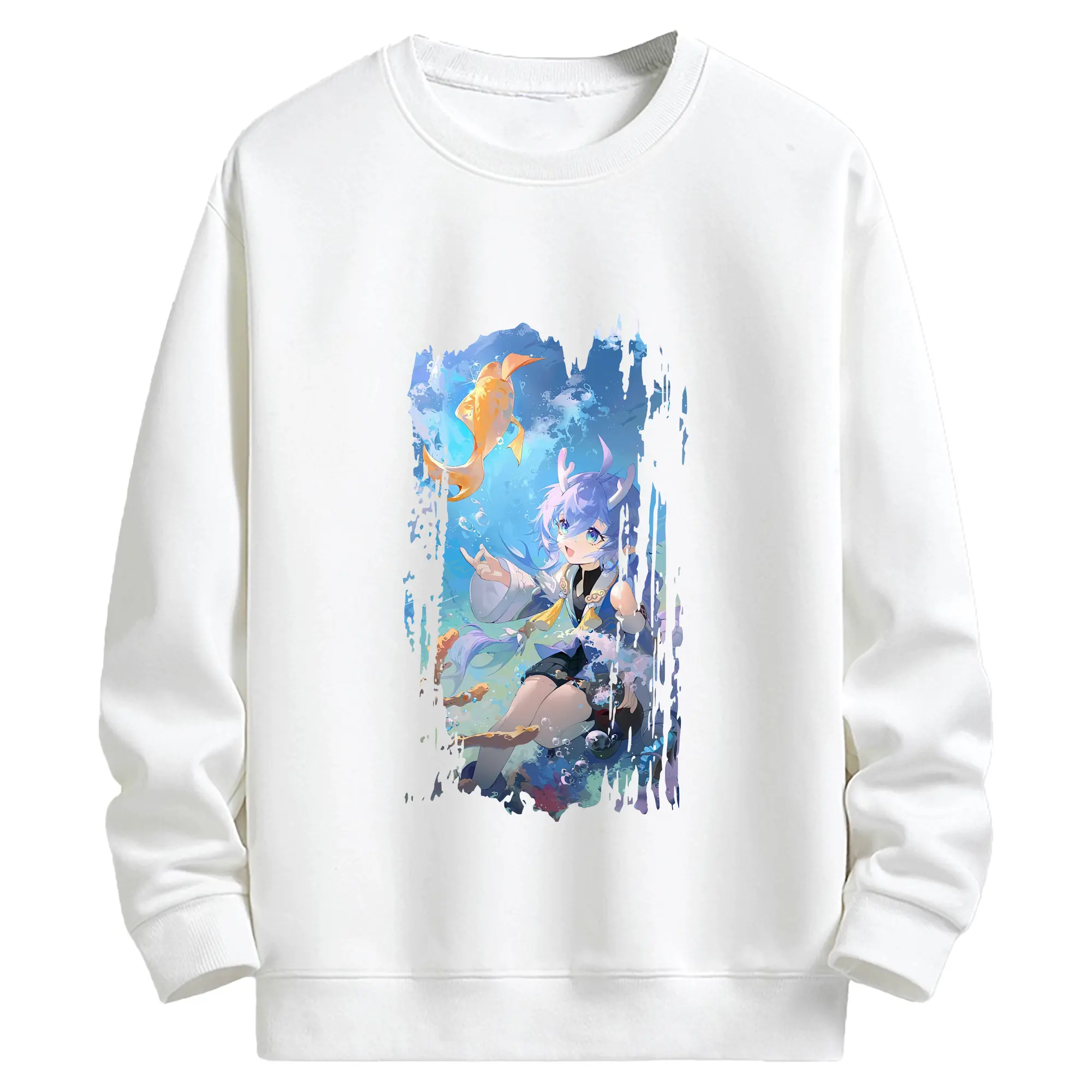崩壊：スターレイル グッズ 白露 - キッズ クルーネックスウェットシャツ ・ フロントプリント ・ 綿80％ ポリエステル20％ ・ 快適 通学 スポーツ 日常使い お散歩用
