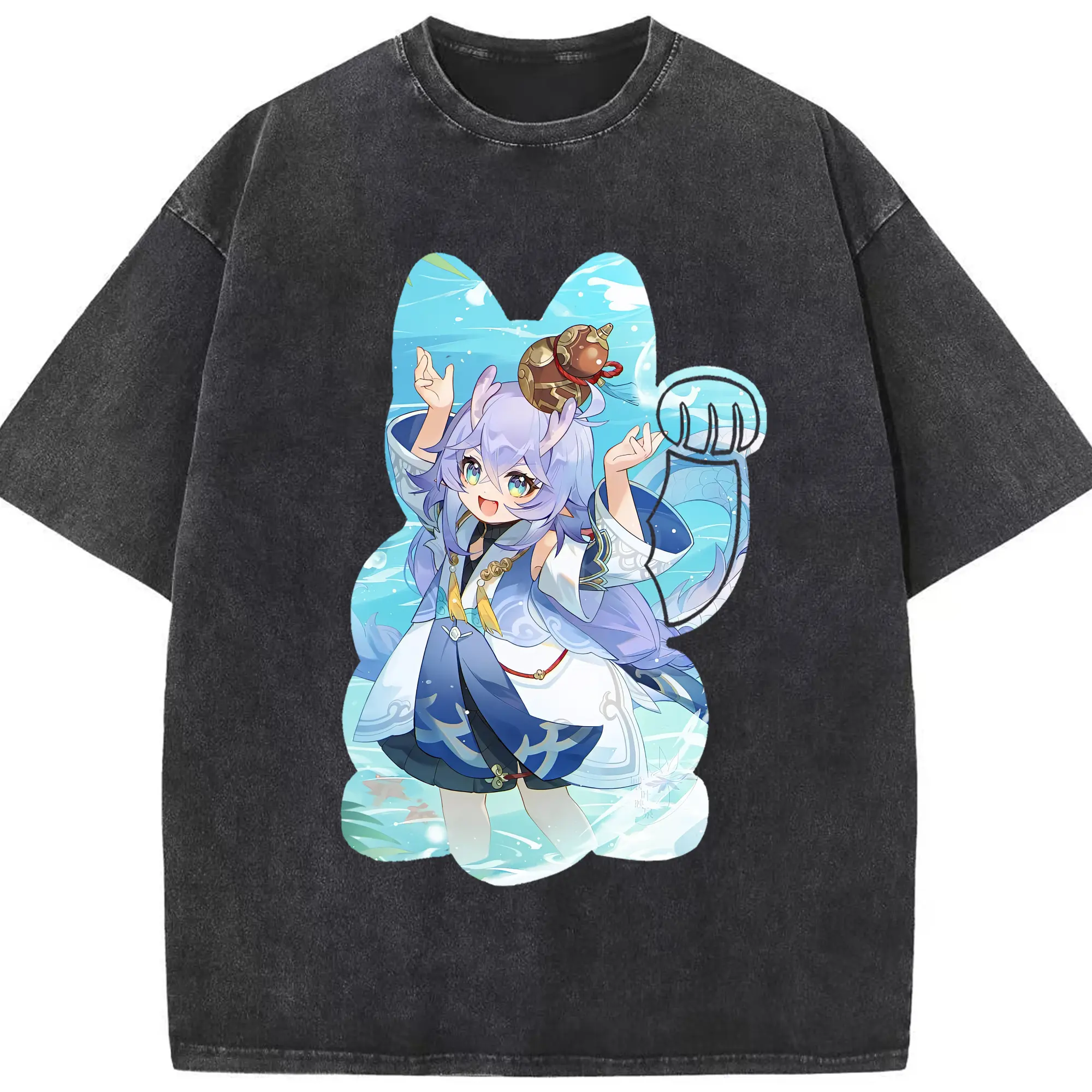 崩壊：スターレイル グッズ 白露 - 綿100％ ヴィンテージ風 半袖Tシャツ ・ フロントプリント ・ 柔らか肌触り ・ 通気性 快適 ・ スポーツ カジュアル 外出用