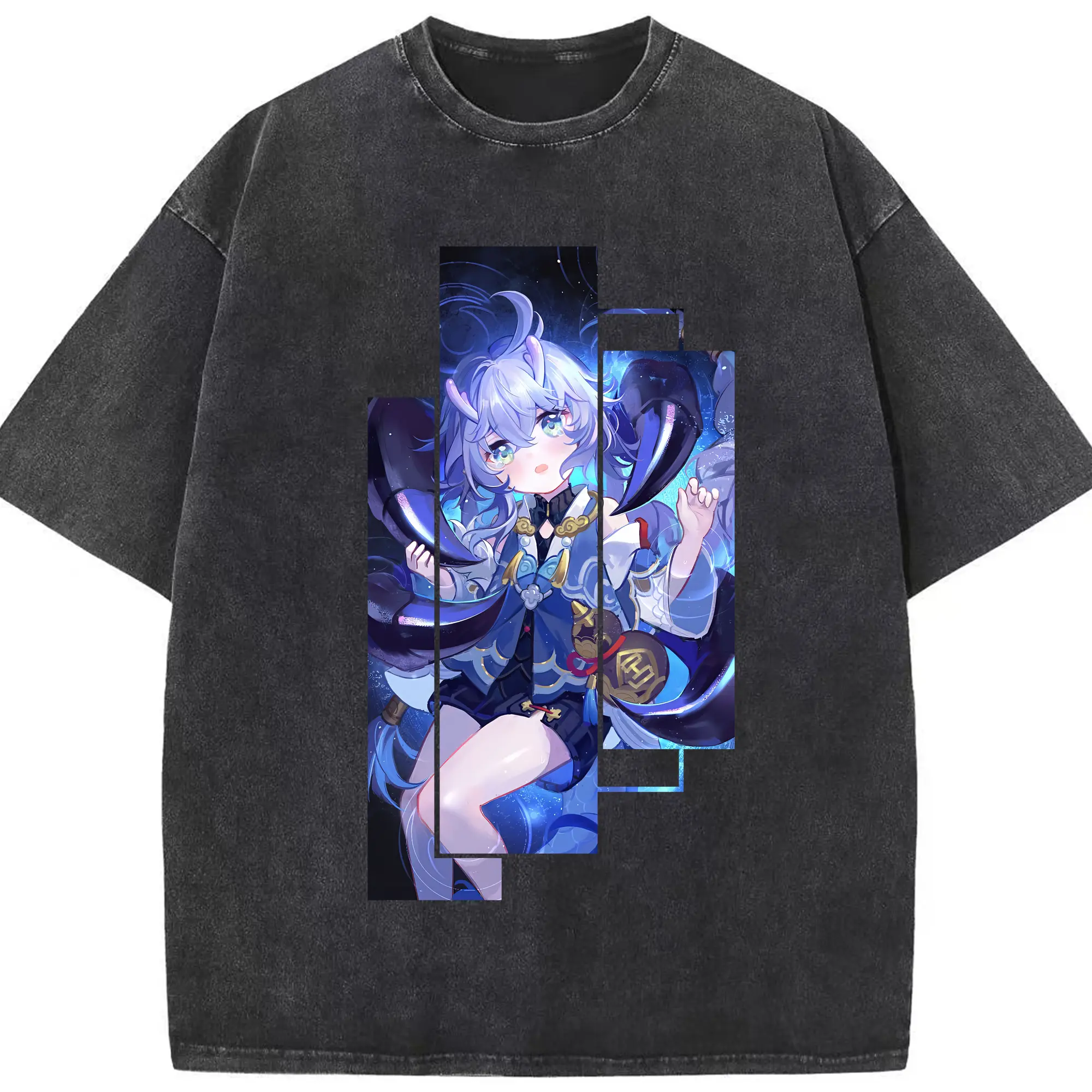 崩壊：スターレイル グッズ 白露 - 綿100％ ヴィンテージ風 半袖Tシャツ ・ フロントプリント ・ 柔らか肌触り ・ 通気性 快適 ・ スポーツ カジュアル 外出用