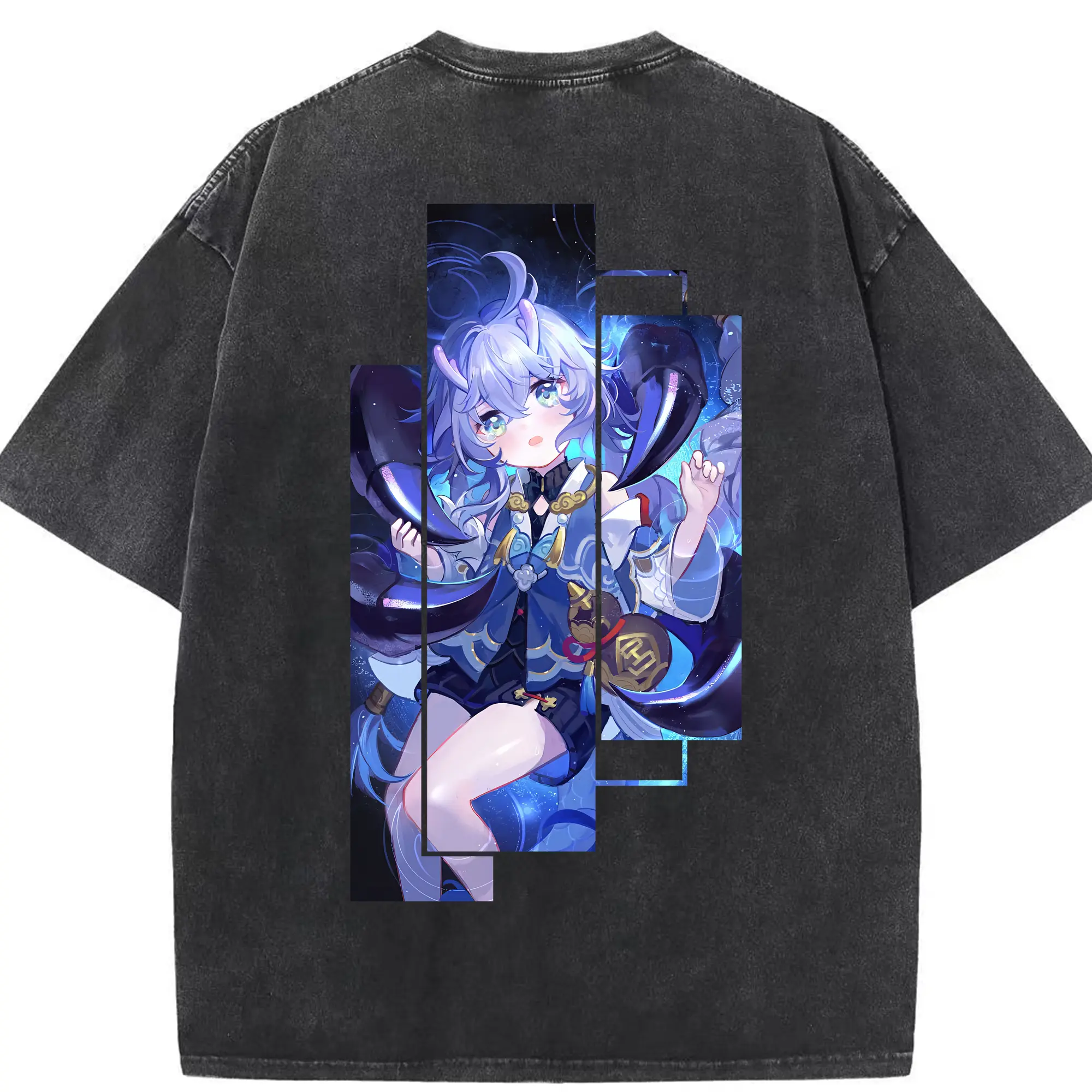 崩壊：スターレイル グッズ 白露 - 綿100％ ヴィンテージ風 半袖Tシャツ ・ 背面プリント ・ 柔らか肌触り ・ 通気性 快適 ・ スポーツ カジュアル 外出用