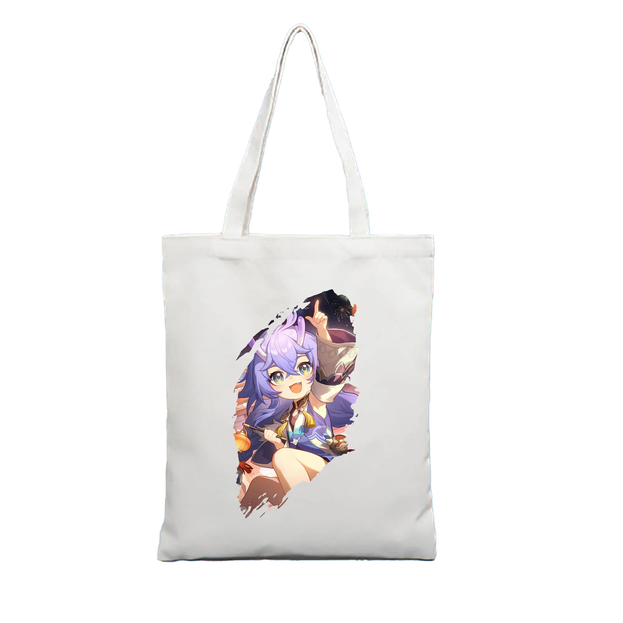 崩壊：スターレイル グッズ 白露 - 縦型キャンバス手提げバッグ（トートバッグ） ・ キャンバス素材 ・ ショッピング用 ・ 軽量 丈夫 お手入れ簡単