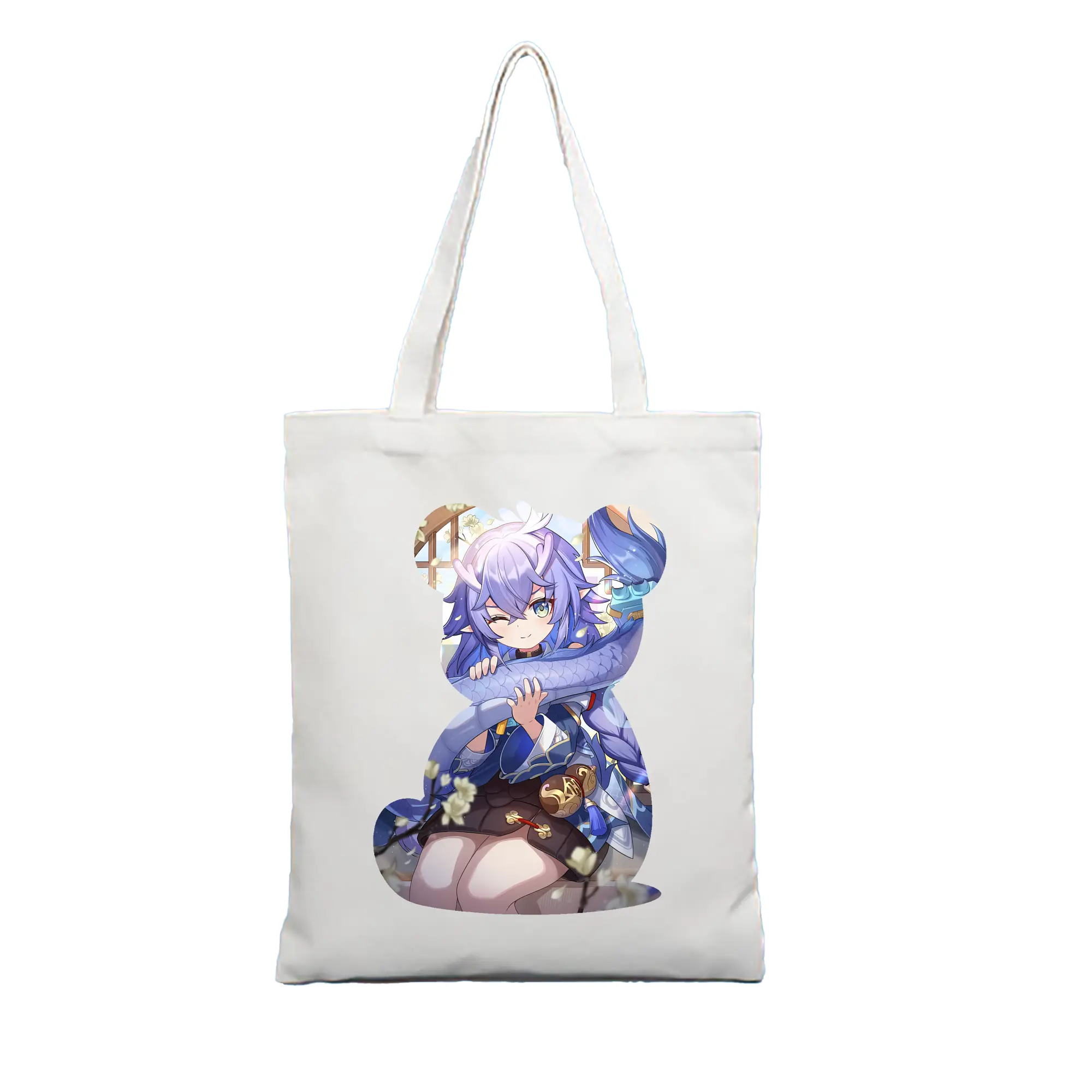 崩壊：スターレイル グッズ 白露 - 縦型キャンバス手提げバッグ（トートバッグ） ・ キャンバス素材 ・ ショッピング用 ・ 軽量 丈夫 お手入れ簡単