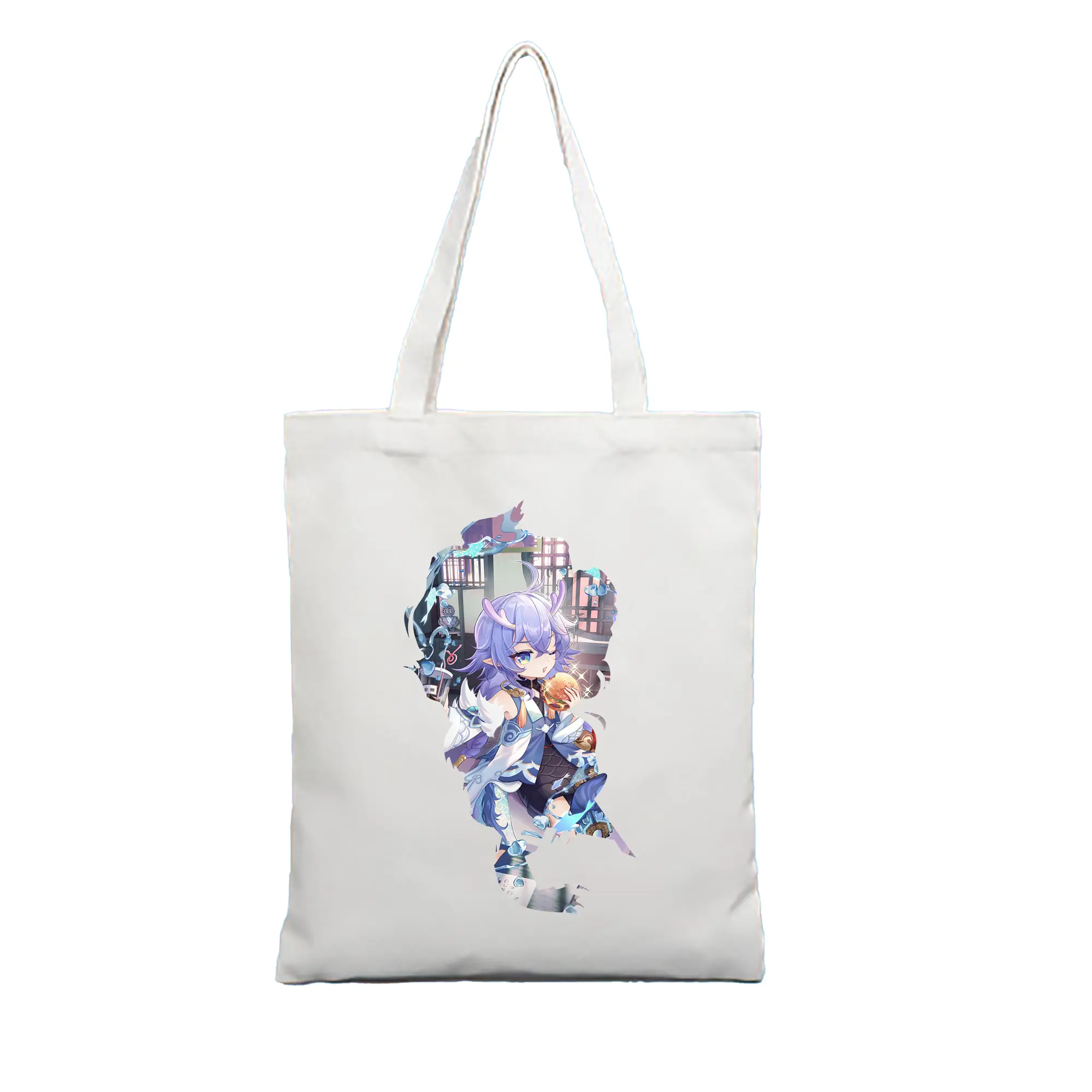 崩壊：スターレイル グッズ 白露 - 縦型キャンバス手提げバッグ（トートバッグ） ・ キャンバス素材 ・ ショッピング用 ・ 軽量 丈夫 お手入れ簡単
