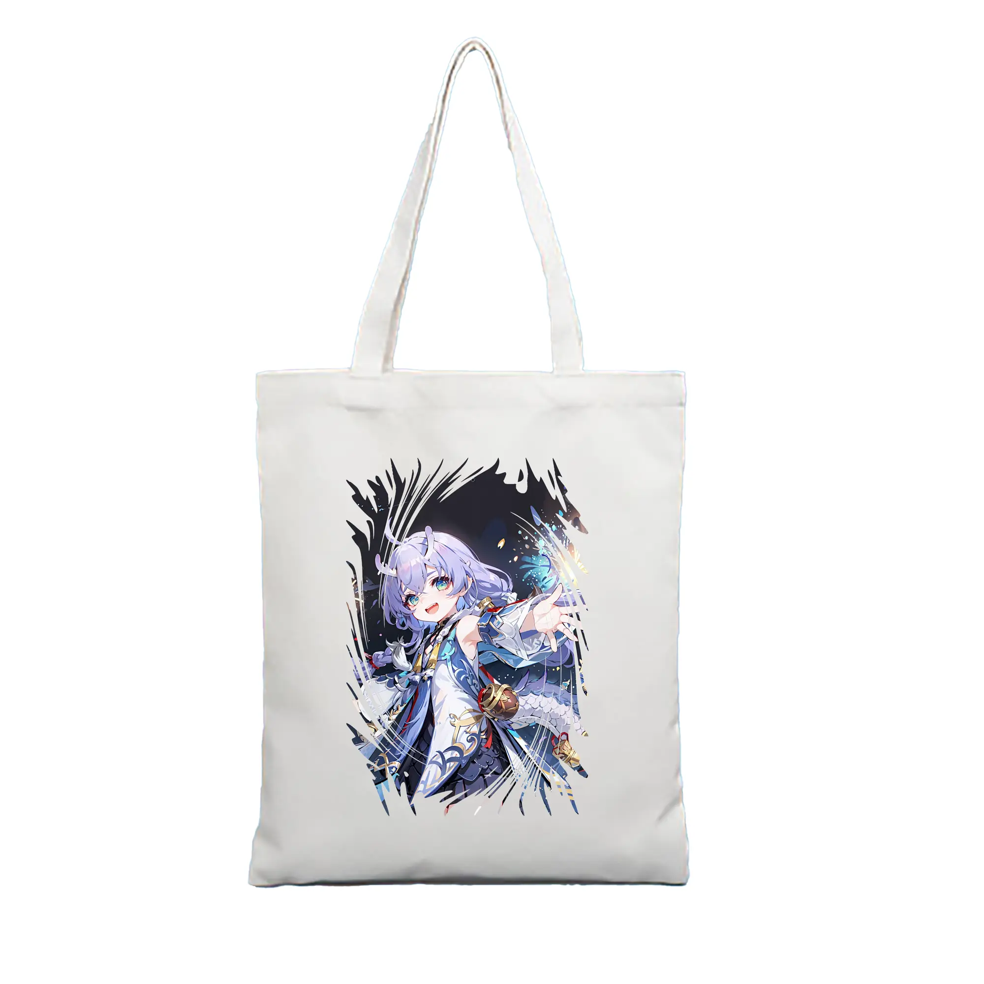 崩壊：スターレイル グッズ 白露 - 縦型キャンバス手提げバッグ（トートバッグ） ・ キャンバス素材 ・ ショッピング用 ・ 軽量 丈夫 お手入れ簡単