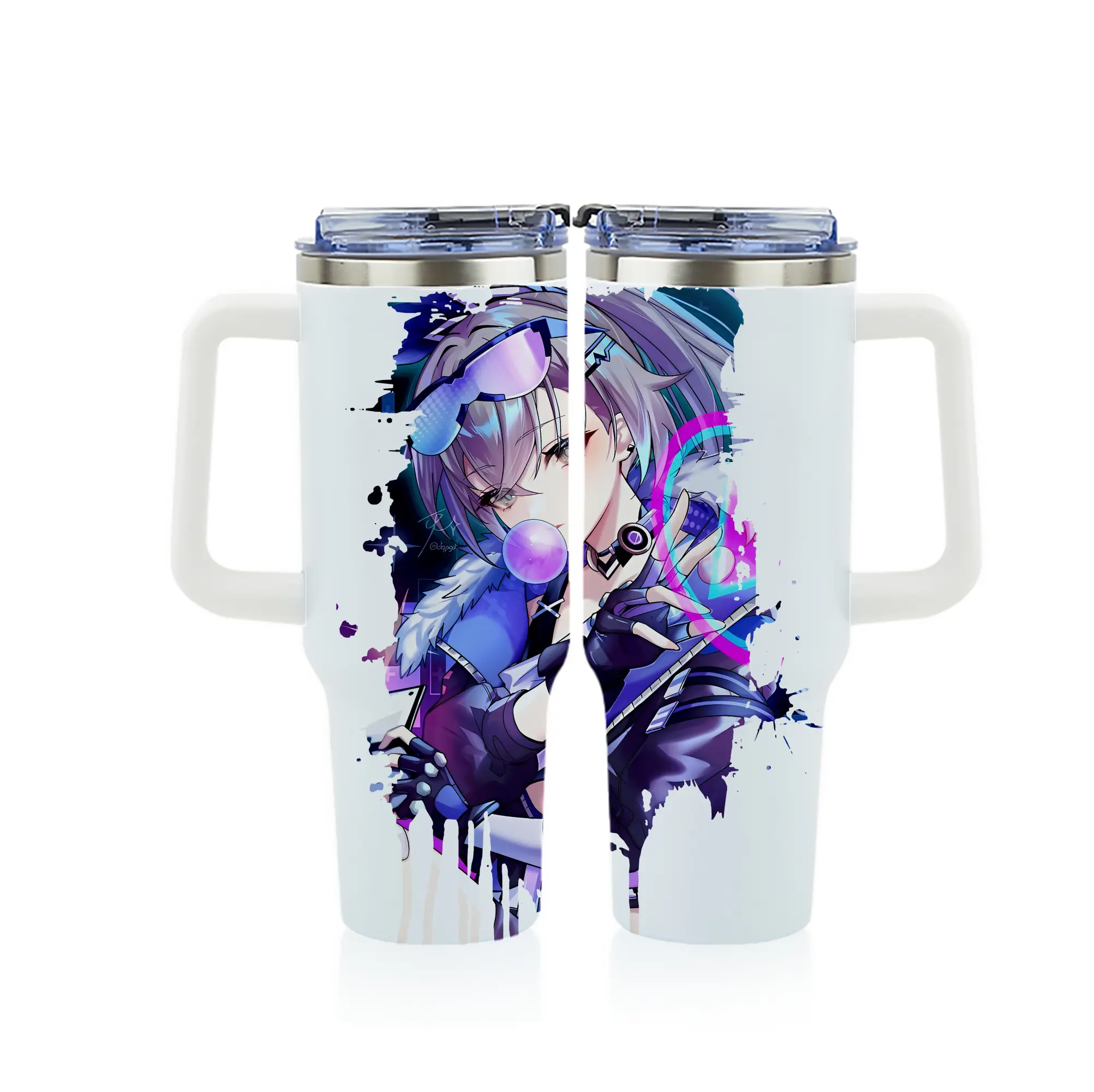 崩壊：スターレイル グッズ 銀狼 - 1200mL フルプリント車用タンブラー ・ 304ステンレス 内側 ・ 201ステンレス 外側 ・ 保温 保冷 ・ 通勤 ドライブ アウトドア用