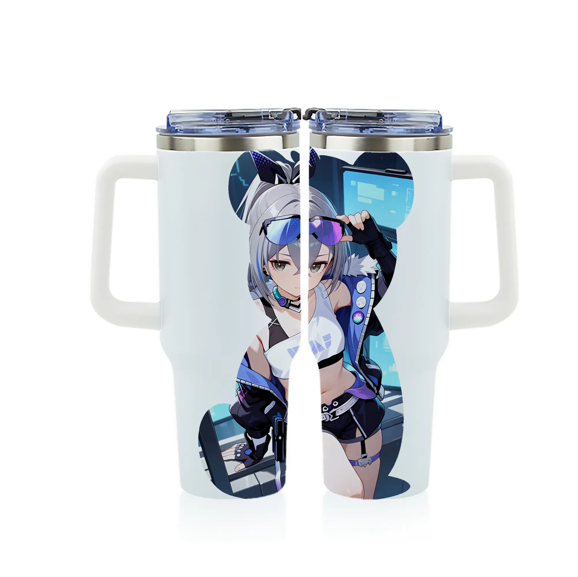 崩壊：スターレイル グッズ 銀狼 - 1200mL フルプリント車用タンブラー ・ 304ステンレス 内側 ・ 201ステンレス 外側 ・ 保温 保冷 ・ 通勤 ドライブ アウトドア用