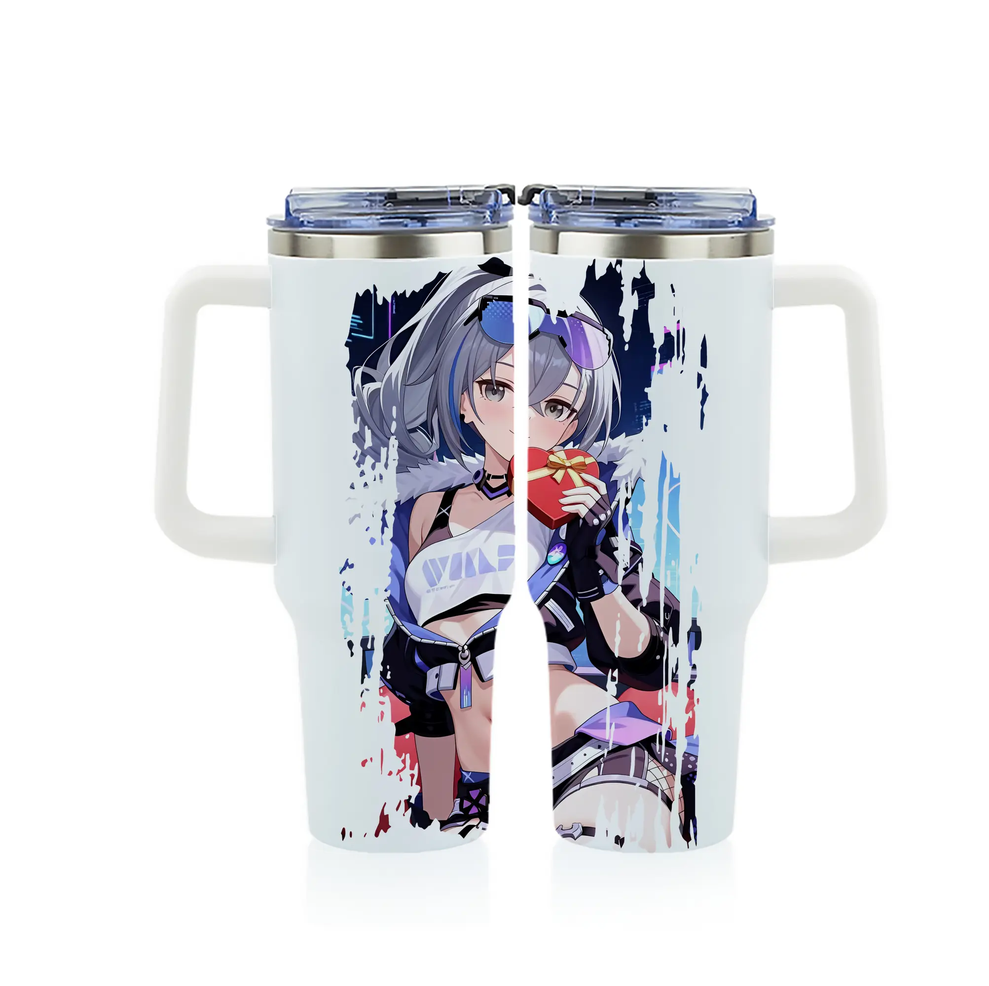 崩壊：スターレイル グッズ 銀狼 - 1200mL フルプリント車用タンブラー ・ 304ステンレス 内側 ・ 201ステンレス 外側 ・ 保温 保冷 ・ 通勤 ドライブ アウトドア用