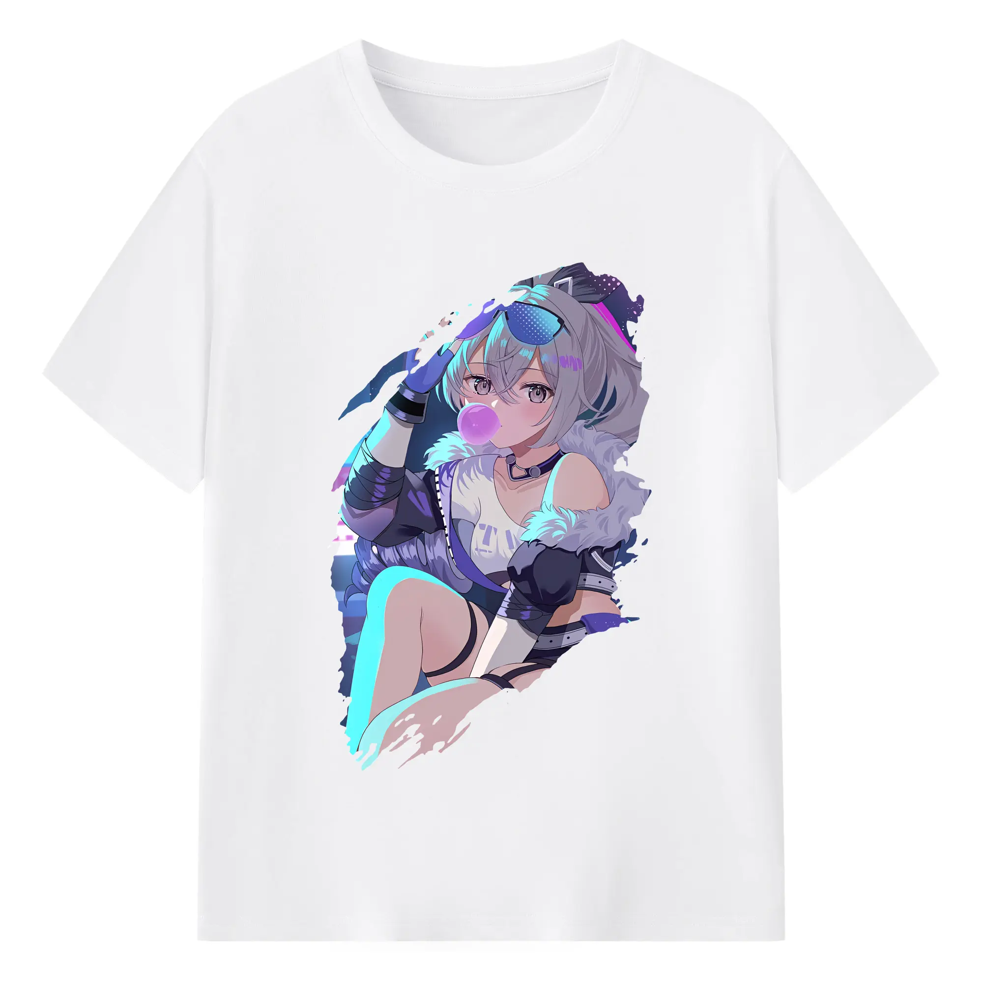 崩壊：スターレイル グッズ 銀狼 - 綿100％ 半袖Tシャツ ・ フロントプリント ・ 快適 通気性 ・ 日常使い 散歩 スポーツ用