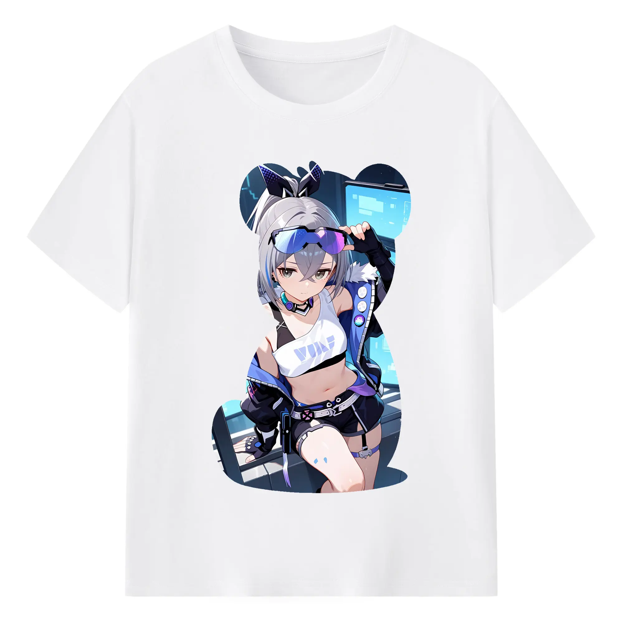 崩壊：スターレイル グッズ 銀狼 - 綿100％ 半袖Tシャツ ・ フロントプリント ・ 快適 通気性 ・ 日常使い 散歩 スポーツ用