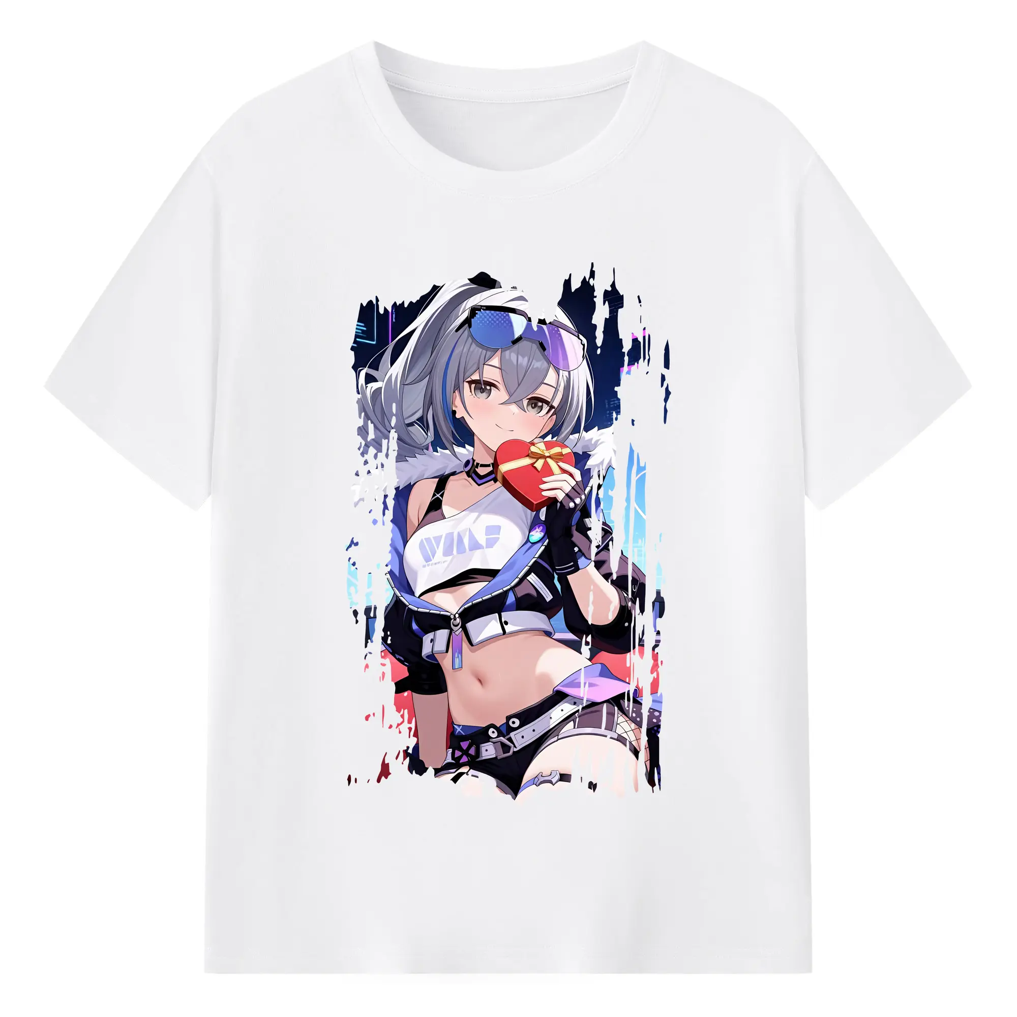 崩壊：スターレイル グッズ 銀狼 - 綿100％ 半袖Tシャツ ・ フロントプリント ・ 快適 通気性 ・ 日常使い 散歩 スポーツ用