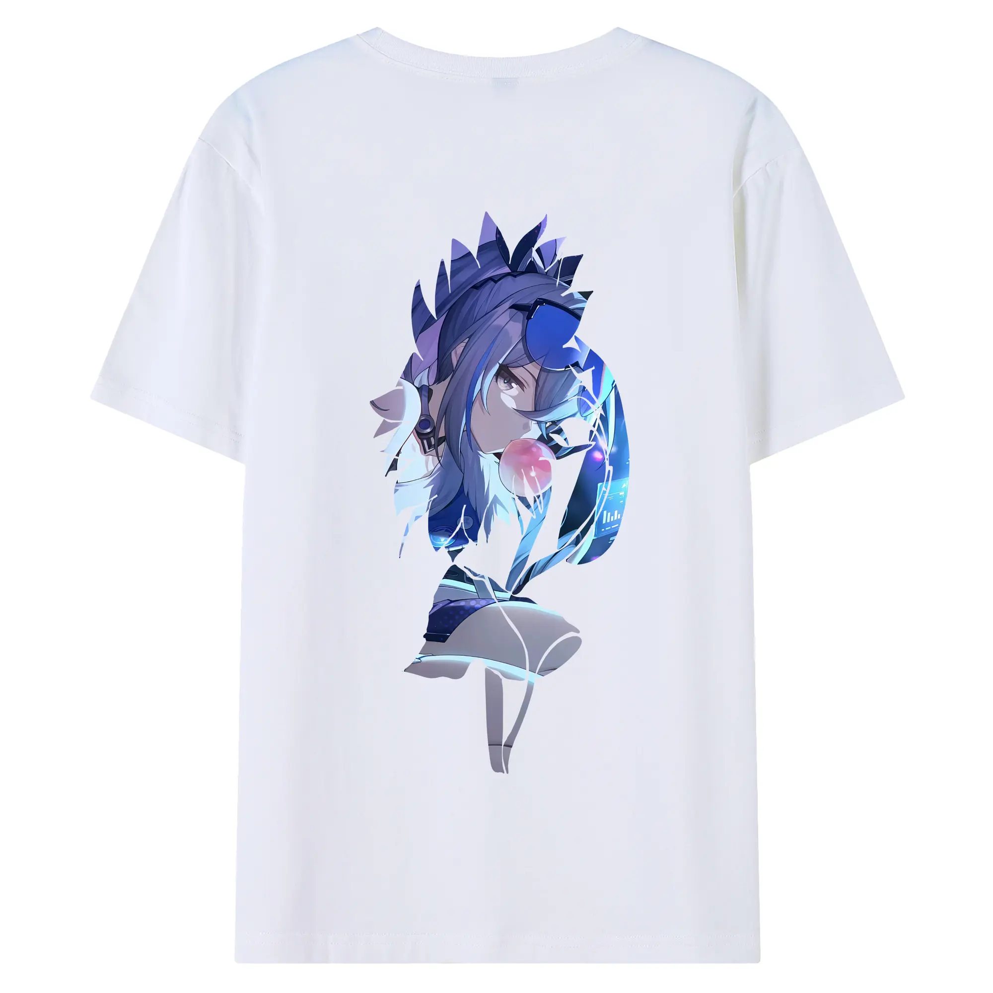 崩壊：スターレイル グッズ 銀狼 - 綿100％ 半袖Tシャツ ・ バックプリント ・ 快適 通気性 ・ 日常使い 散歩 スポーツ用