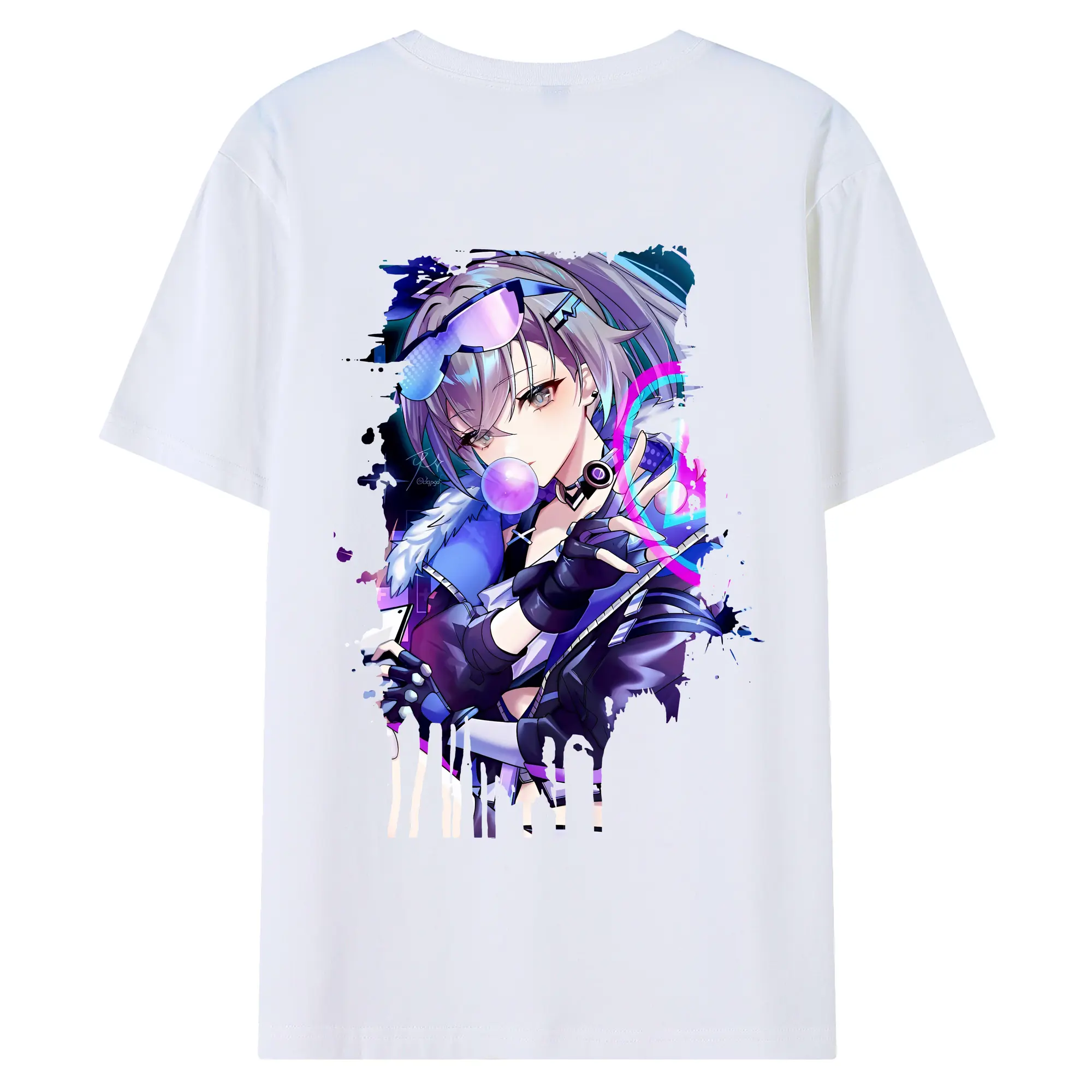 崩壊：スターレイル グッズ 銀狼 - 綿100％ 半袖Tシャツ ・ バックプリント ・ 快適 通気性 ・ 日常使い 散歩 スポーツ用