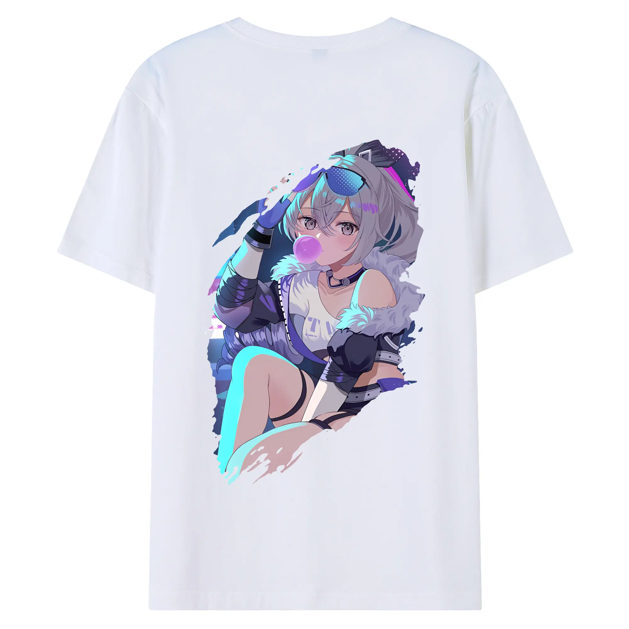 崩壊：スターレイル グッズ 銀狼 - 綿100％ 半袖Tシャツ ・ バックプリント ・ 快適 通気性 ・ 日常使い 散歩 スポーツ用