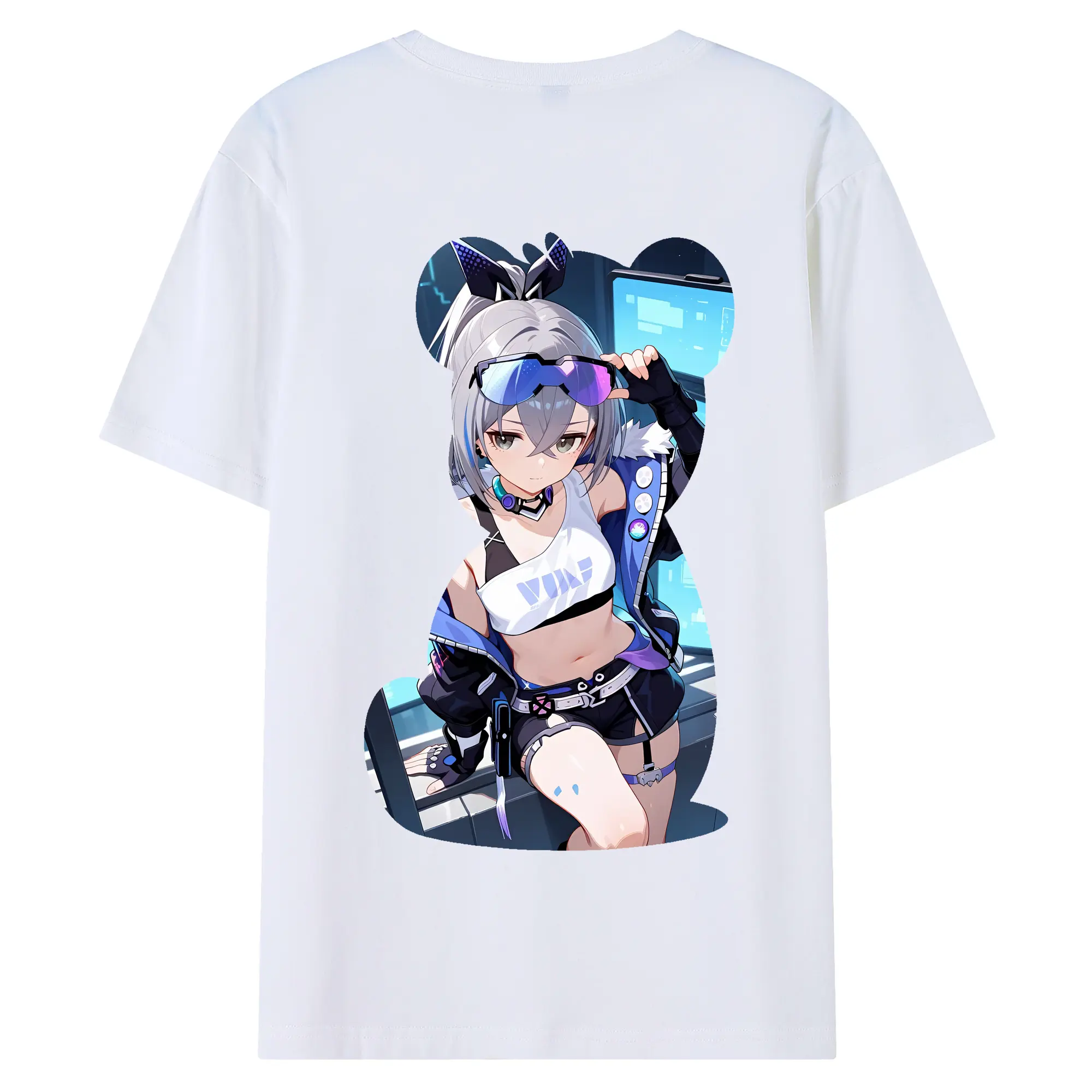 崩壊：スターレイル グッズ 銀狼 - 綿100％ 半袖Tシャツ ・ バックプリント ・ 快適 通気性 ・ 日常使い 散歩 スポーツ用