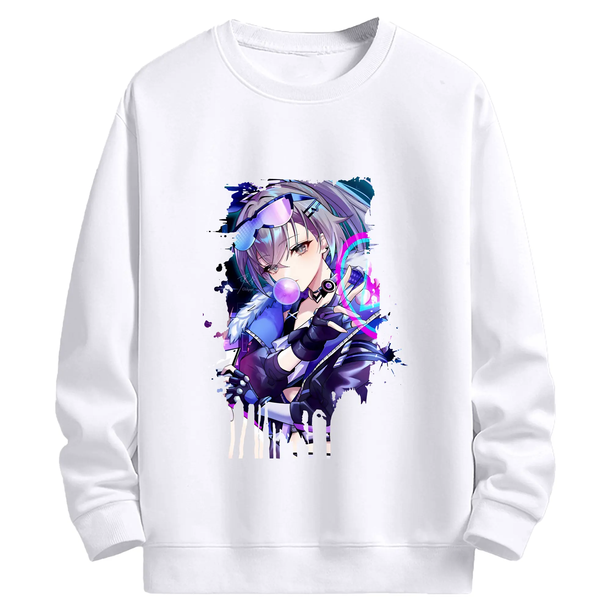 崩壊：スターレイル グッズ 銀狼 - 高品質 クルーネック スウェット ・ コットン59％ ポリエステル41％ ・ ユニセックス 長袖 トレーナー ・ カジュアル デイリー スポーツ 散歩用