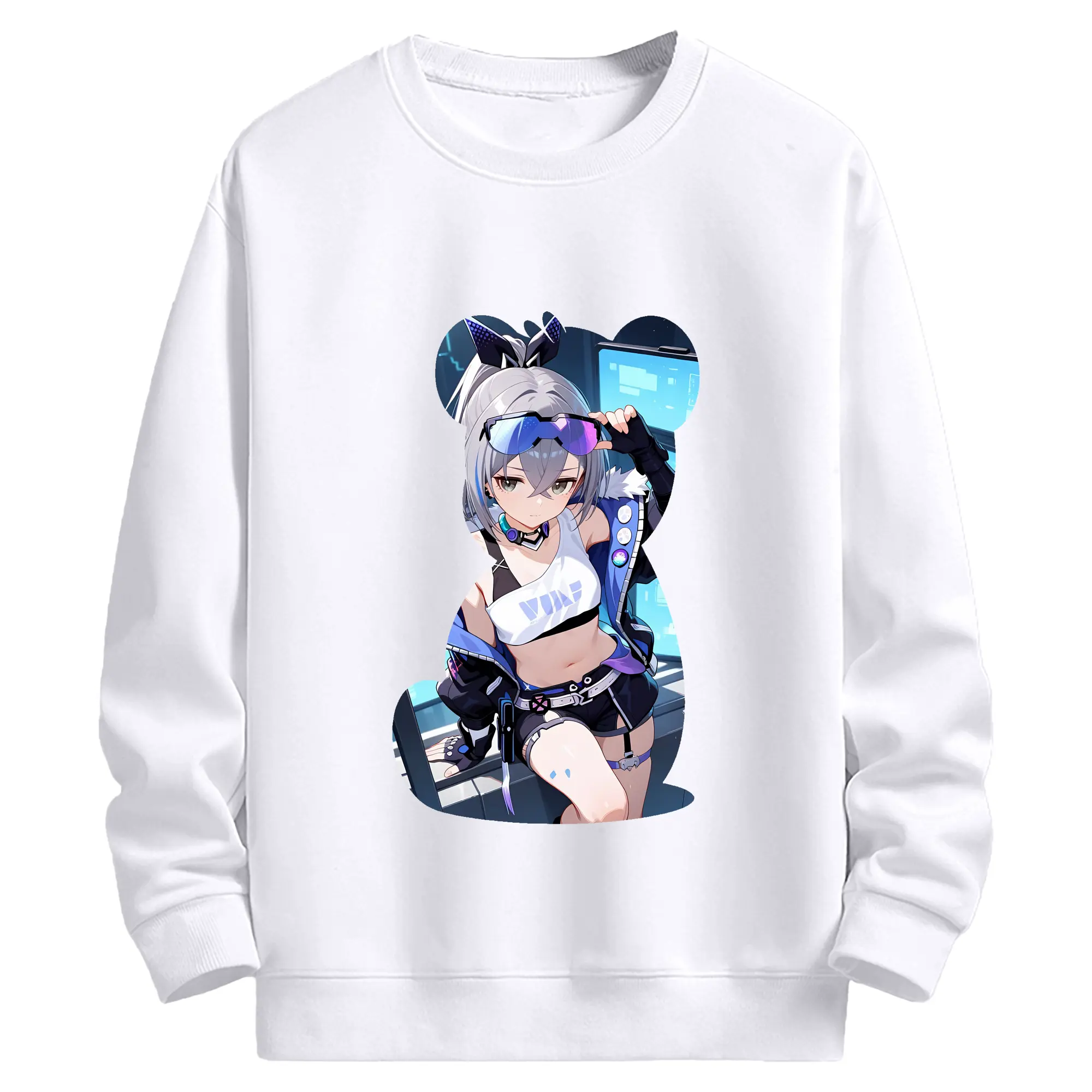 崩壊：スターレイル グッズ 銀狼 - 高品質 クルーネック スウェット ・ コットン59％ ポリエステル41％ ・ ユニセックス 長袖 トレーナー ・ カジュアル デイリー スポーツ 散歩用