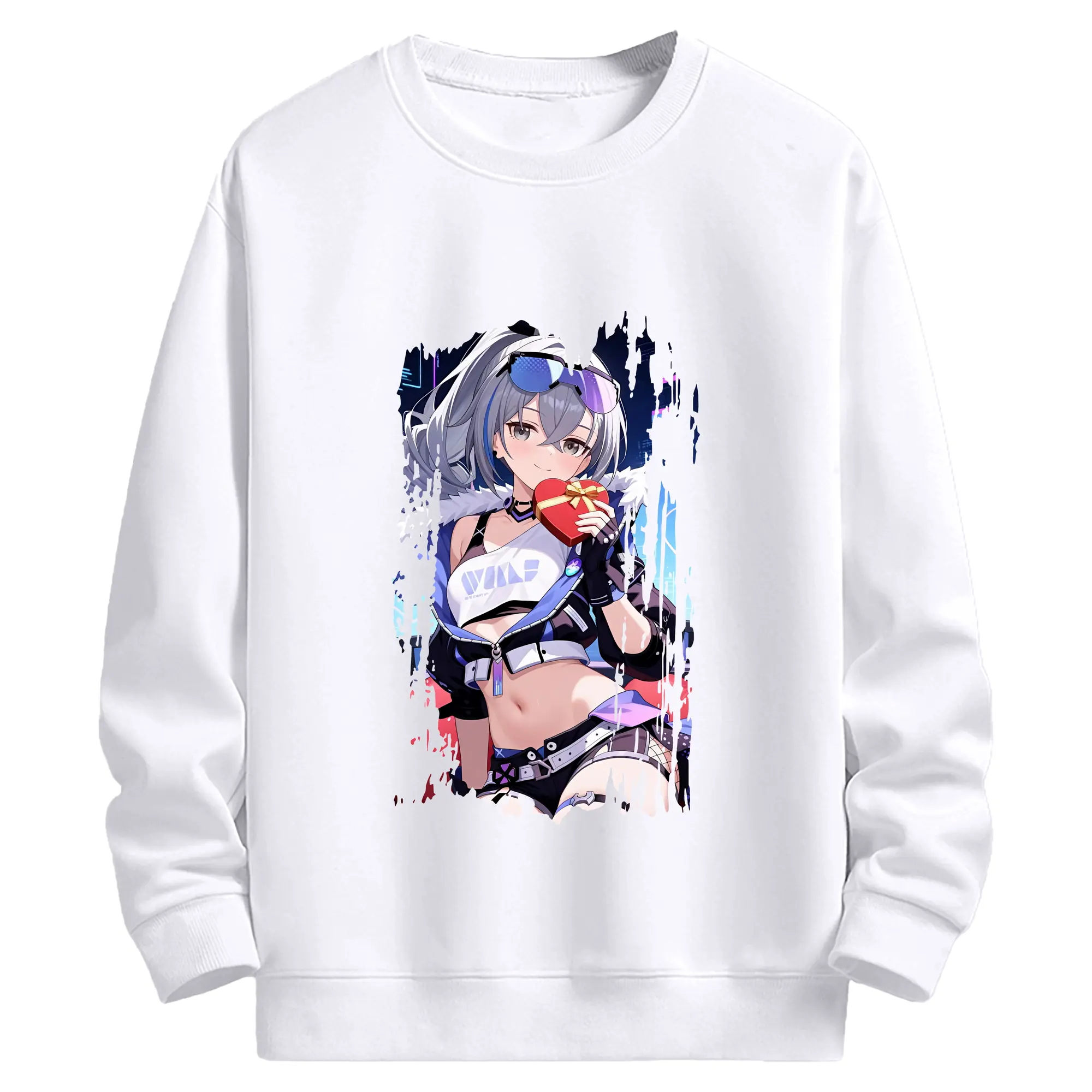 崩壊：スターレイル グッズ 銀狼 - 高品質 クルーネック スウェット ・ コットン59％ ポリエステル41％ ・ ユニセックス 長袖 トレーナー ・ カジュアル デイリー スポーツ 散歩用