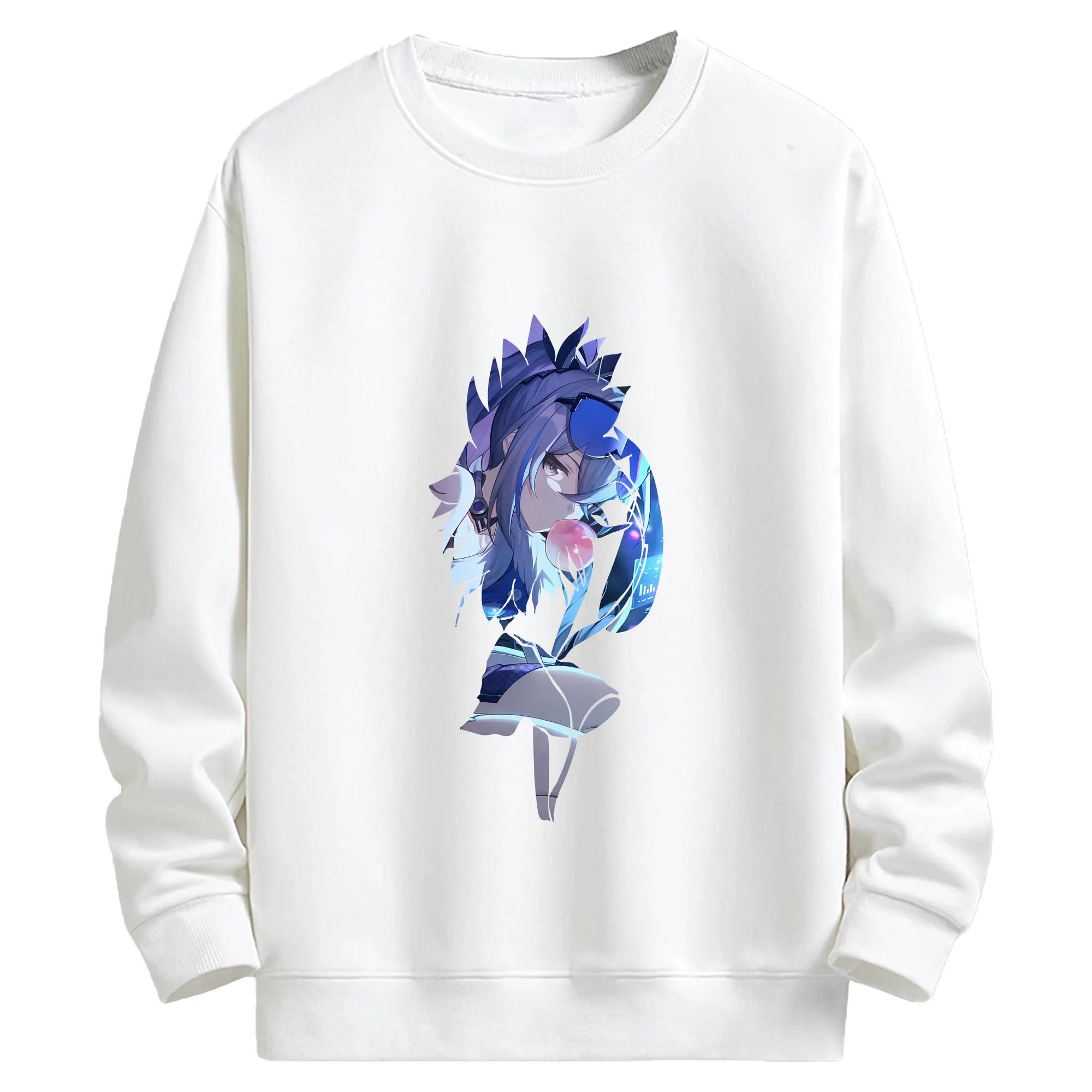 崩壊：スターレイル グッズ 銀狼 - キッズ クルーネックスウェットシャツ ・ フロントプリント ・ 綿80％ ポリエステル20％ ・ 快適 通学 スポーツ 日常使い お散歩用