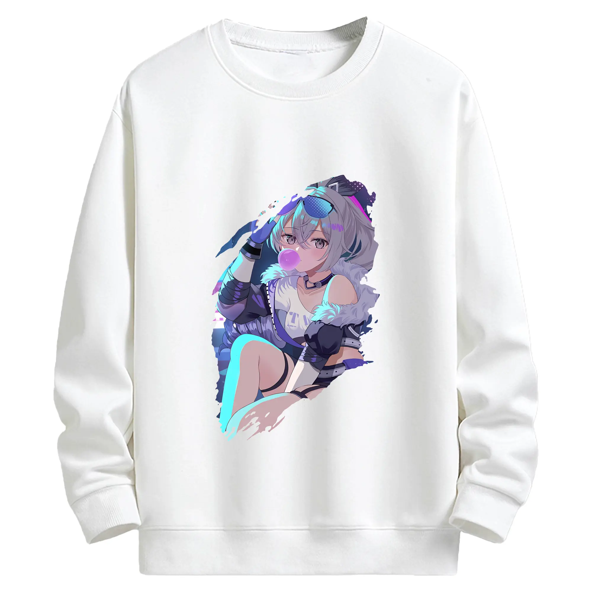 崩壊：スターレイル グッズ 銀狼 - キッズ クルーネックスウェットシャツ ・ フロントプリント ・ 綿80％ ポリエステル20％ ・ 快適 通学 スポーツ 日常使い お散歩用