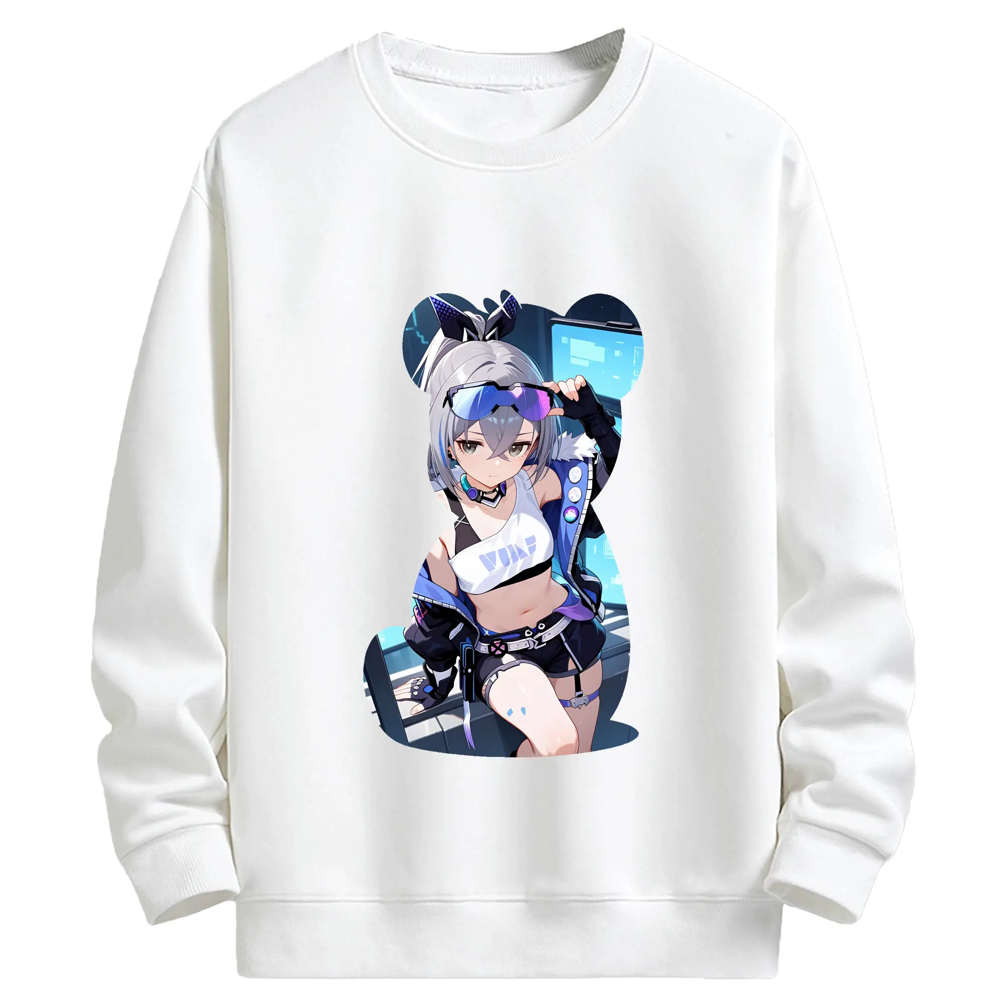 崩壊：スターレイル グッズ 銀狼 - キッズ クルーネックスウェットシャツ ・ フロントプリント ・ 綿80％ ポリエステル20％ ・ 快適 通学 スポーツ 日常使い お散歩用