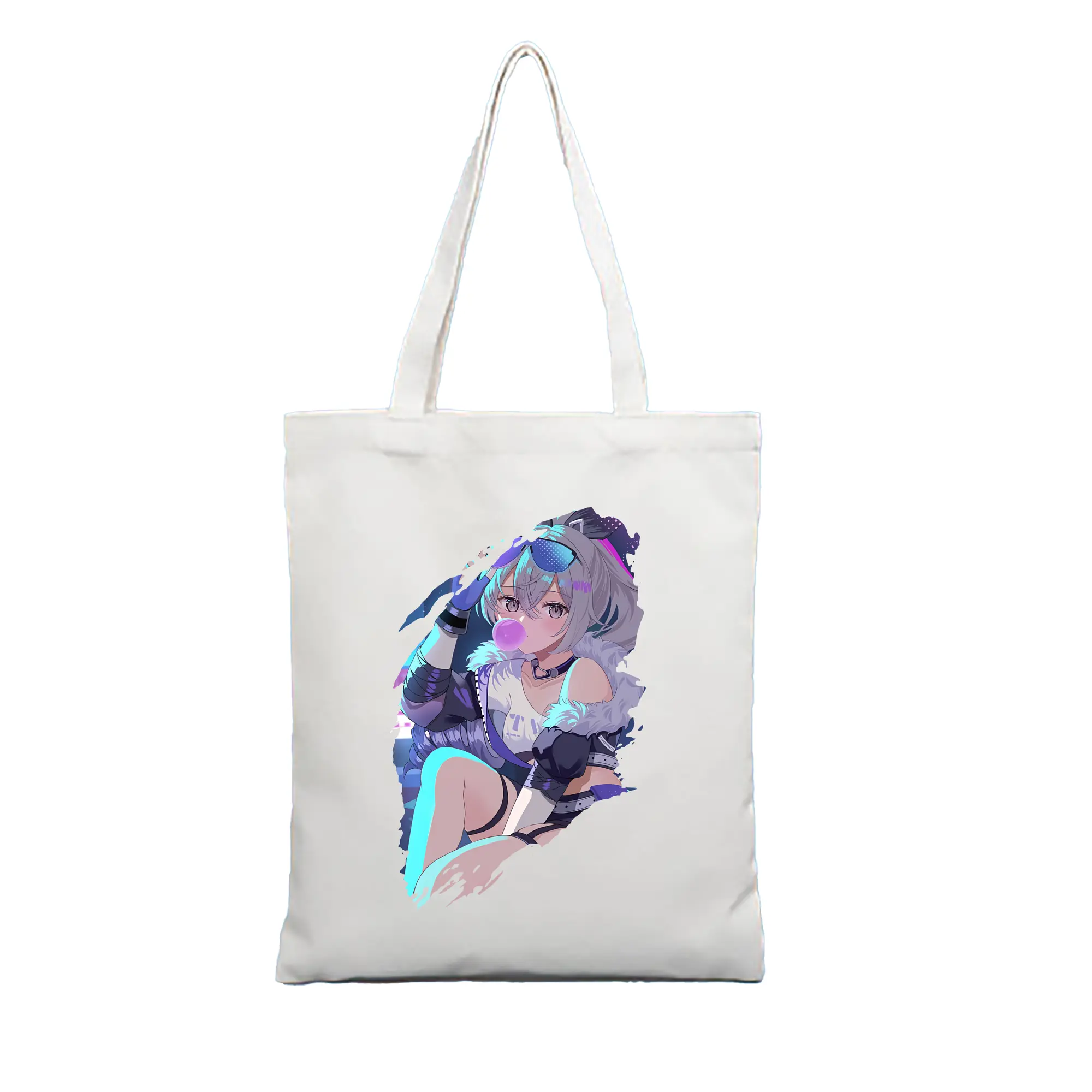 崩壊：スターレイル グッズ 銀狼 - 縦型キャンバス手提げバッグ（トートバッグ） ・ キャンバス素材 ・ ショッピング用 ・ 軽量 丈夫 お手入れ簡単