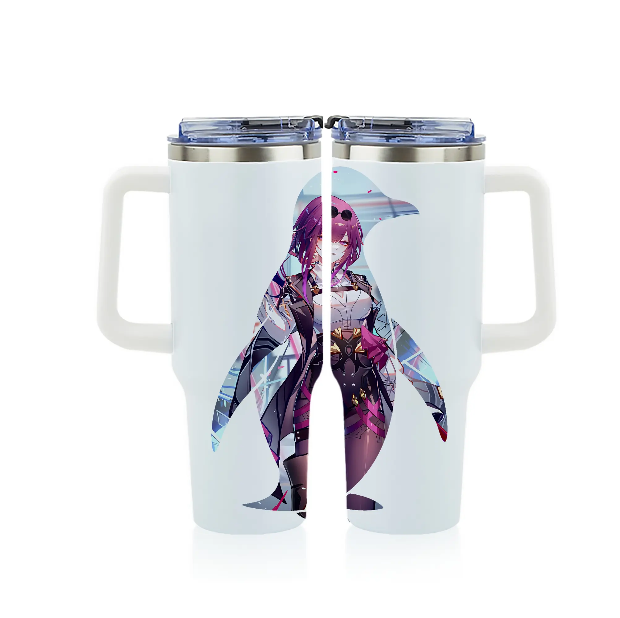 崩壊：スターレイル グッズ カフカ - 1200mL フルプリント車用タンブラー ・ 304ステンレス 内側 ・ 201ステンレス 外側 ・ 保温 保冷 ・ 通勤 ドライブ アウトドア用