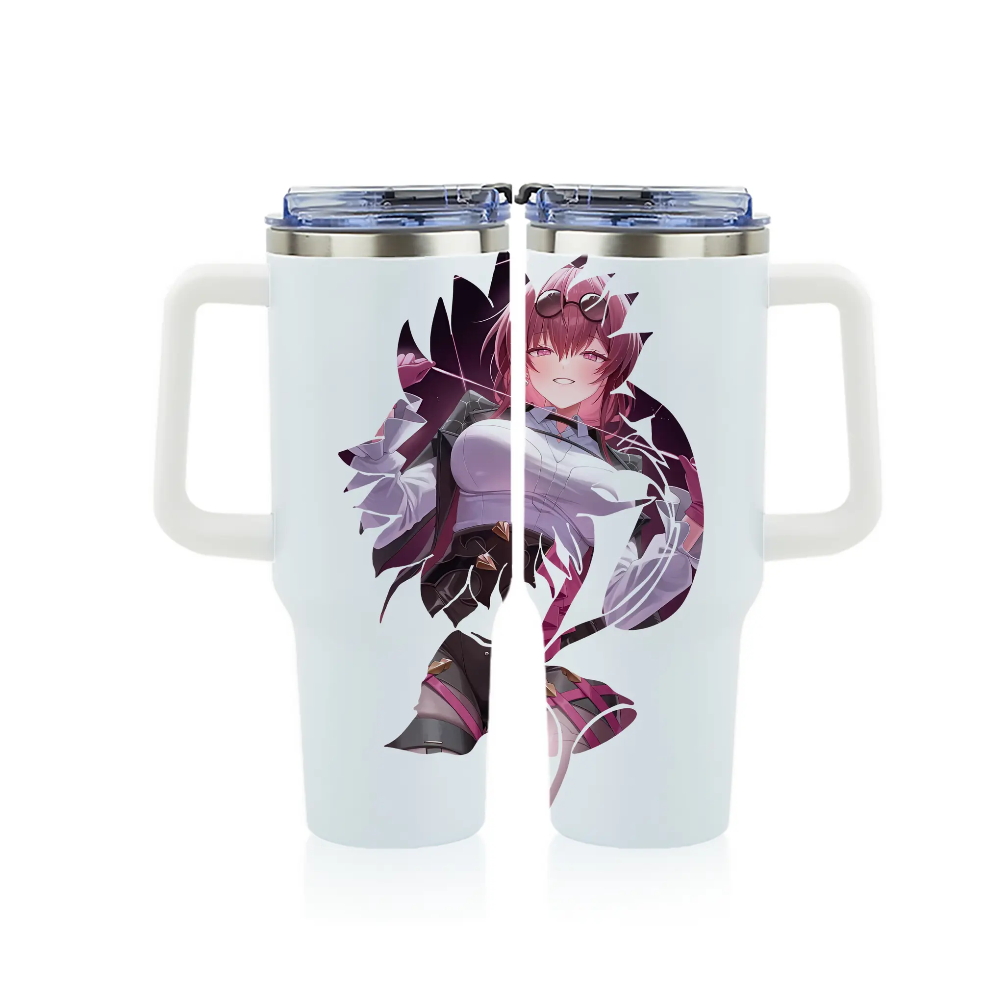 崩壊：スターレイル グッズ カフカ - 1200mL フルプリント車用タンブラー ・ 304ステンレス 内側 ・ 201ステンレス 外側 ・ 保温 保冷 ・ 通勤 ドライブ アウトドア用