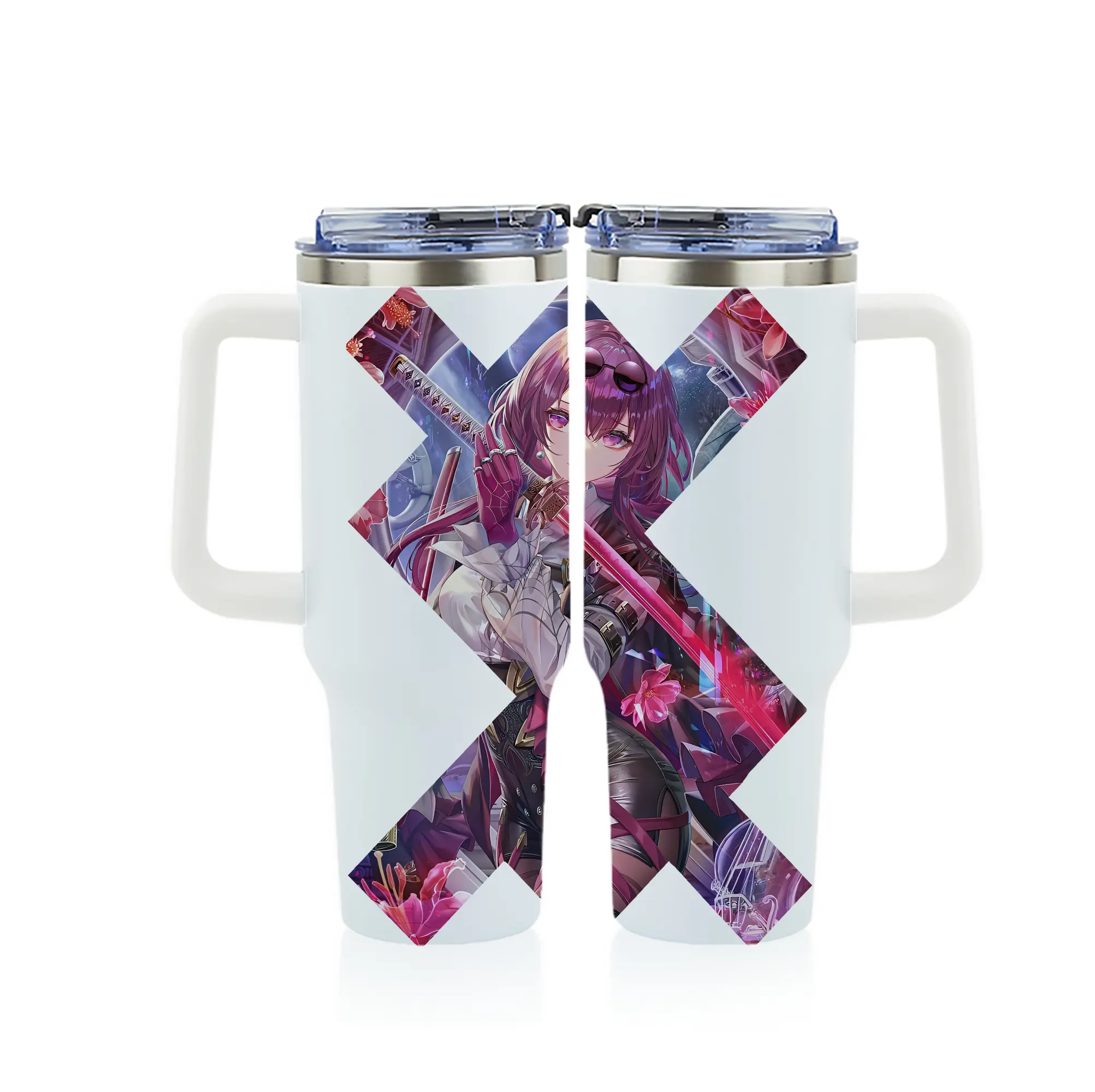 崩壊：スターレイル グッズ カフカ - 1200mL フルプリント車用タンブラー ・ 304ステンレス 内側 ・ 201ステンレス 外側 ・ 保温 保冷 ・ 通勤 ドライブ アウトドア用