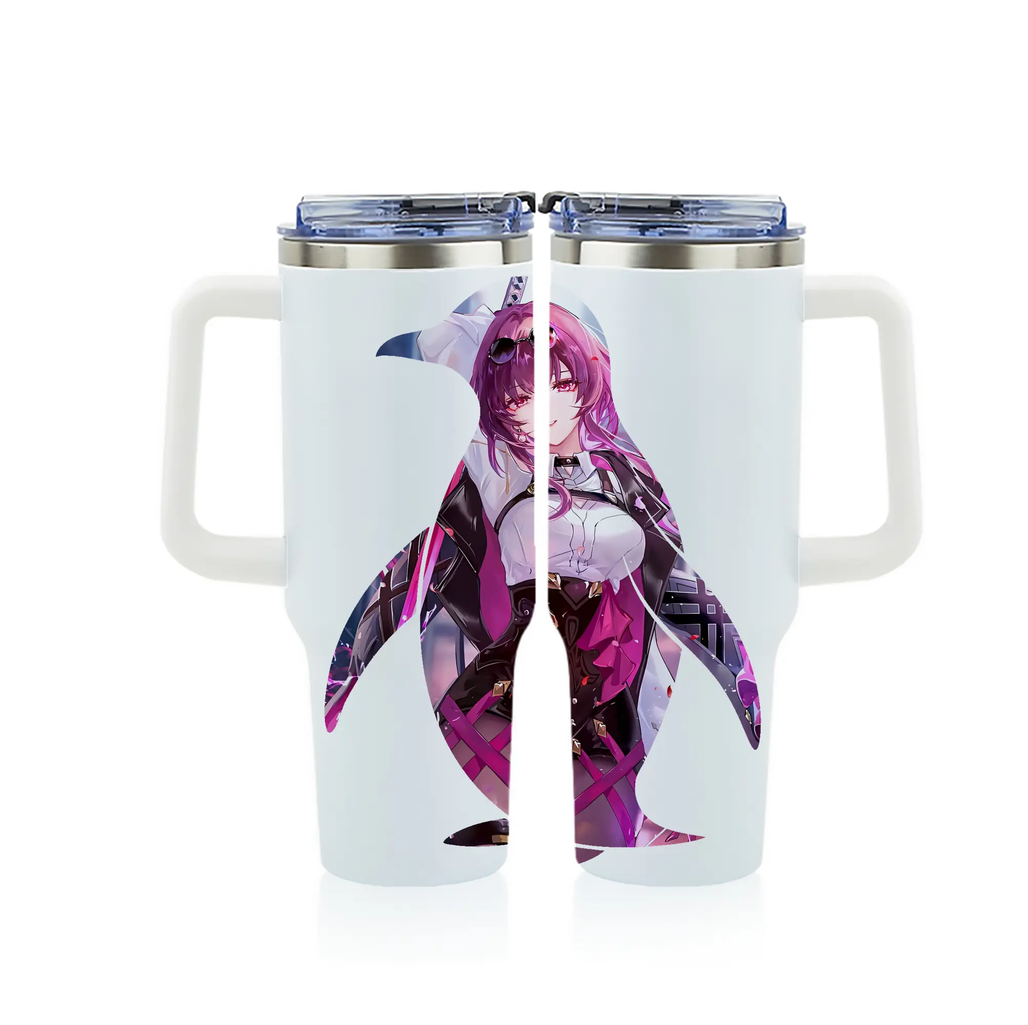 崩壊：スターレイル グッズ カフカ - 1200mL フルプリント車用タンブラー ・ 304ステンレス 内側 ・ 201ステンレス 外側 ・ 保温 保冷 ・ 通勤 ドライブ アウトドア用