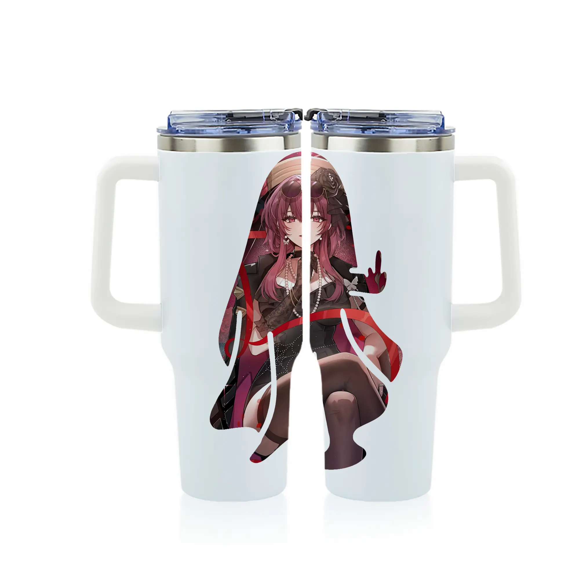 崩壊：スターレイル グッズ カフカ - 1200mL フルプリント車用タンブラー ・ 304ステンレス 内側 ・ 201ステンレス 外側 ・ 保温 保冷 ・ 通勤 ドライブ アウトドア用