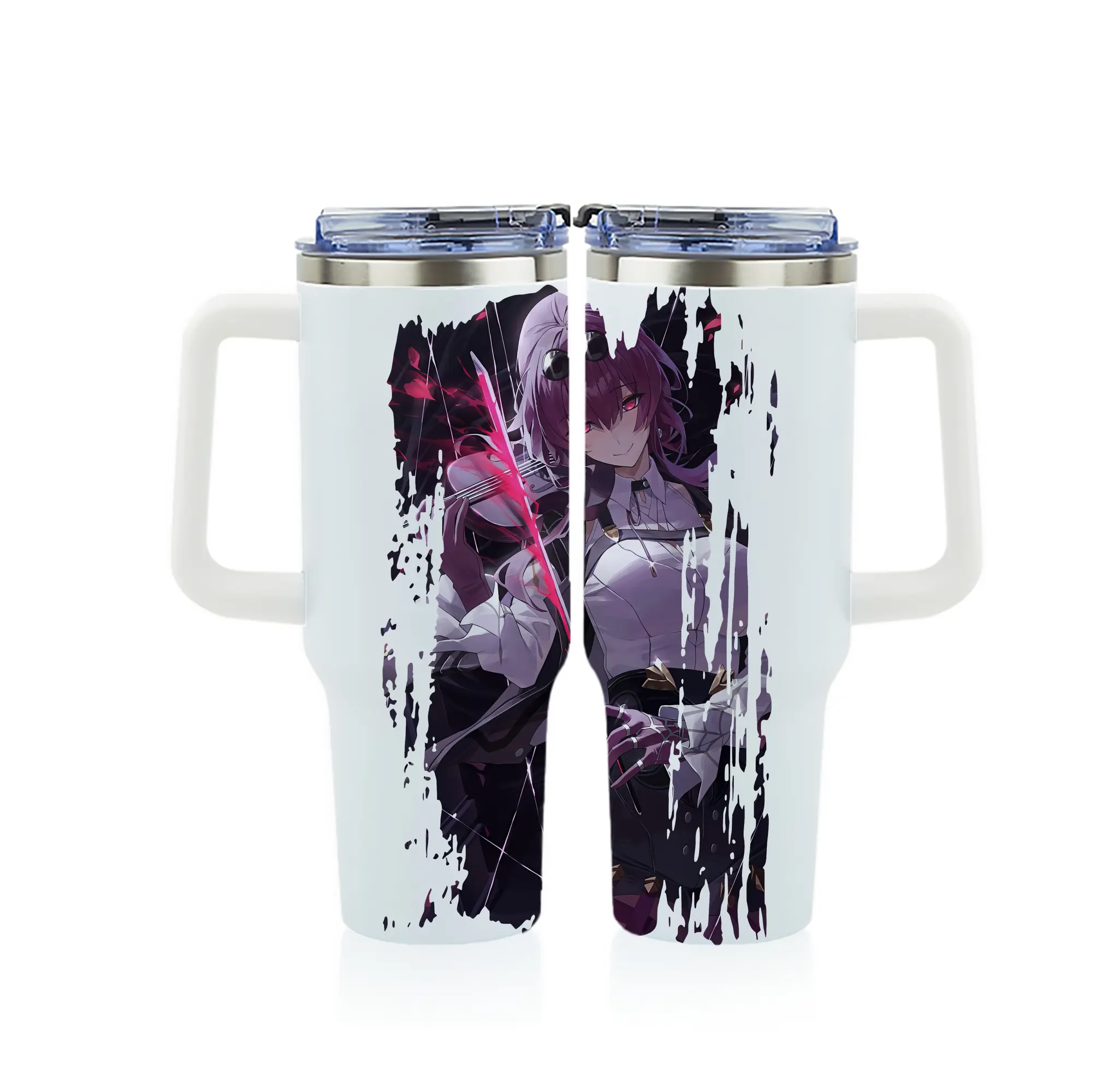 崩壊：スターレイル グッズ カフカ - 1200mL フルプリント車用タンブラー ・ 304ステンレス 内側 ・ 201ステンレス 外側 ・ 保温 保冷 ・ 通勤 ドライブ アウトドア用