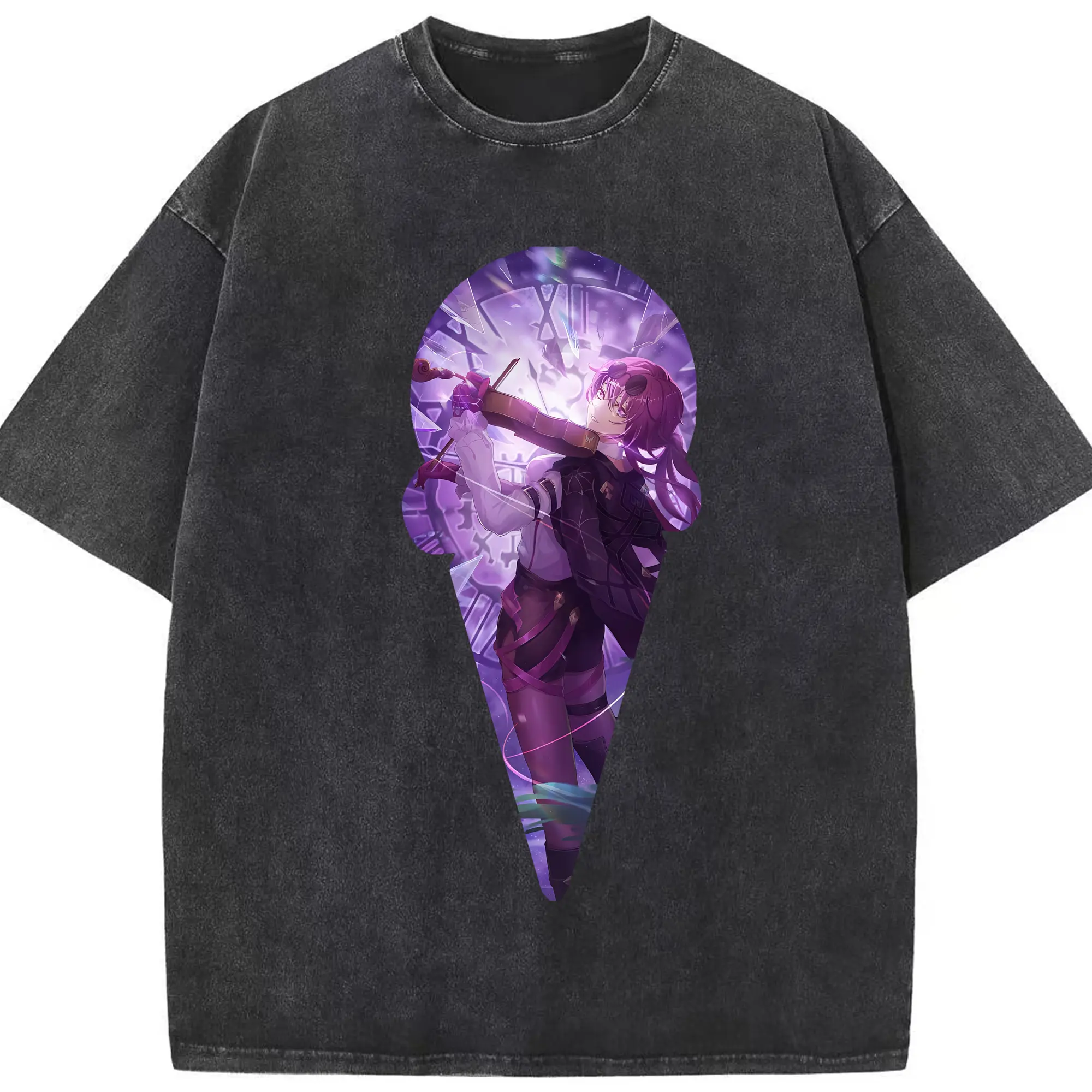 崩壊：スターレイル グッズ カフカ - 綿100％ ヴィンテージ風 半袖Tシャツ ・ フロントプリント ・ 柔らか肌触り ・ 通気性 快適 ・ スポーツ カジュアル 外出用