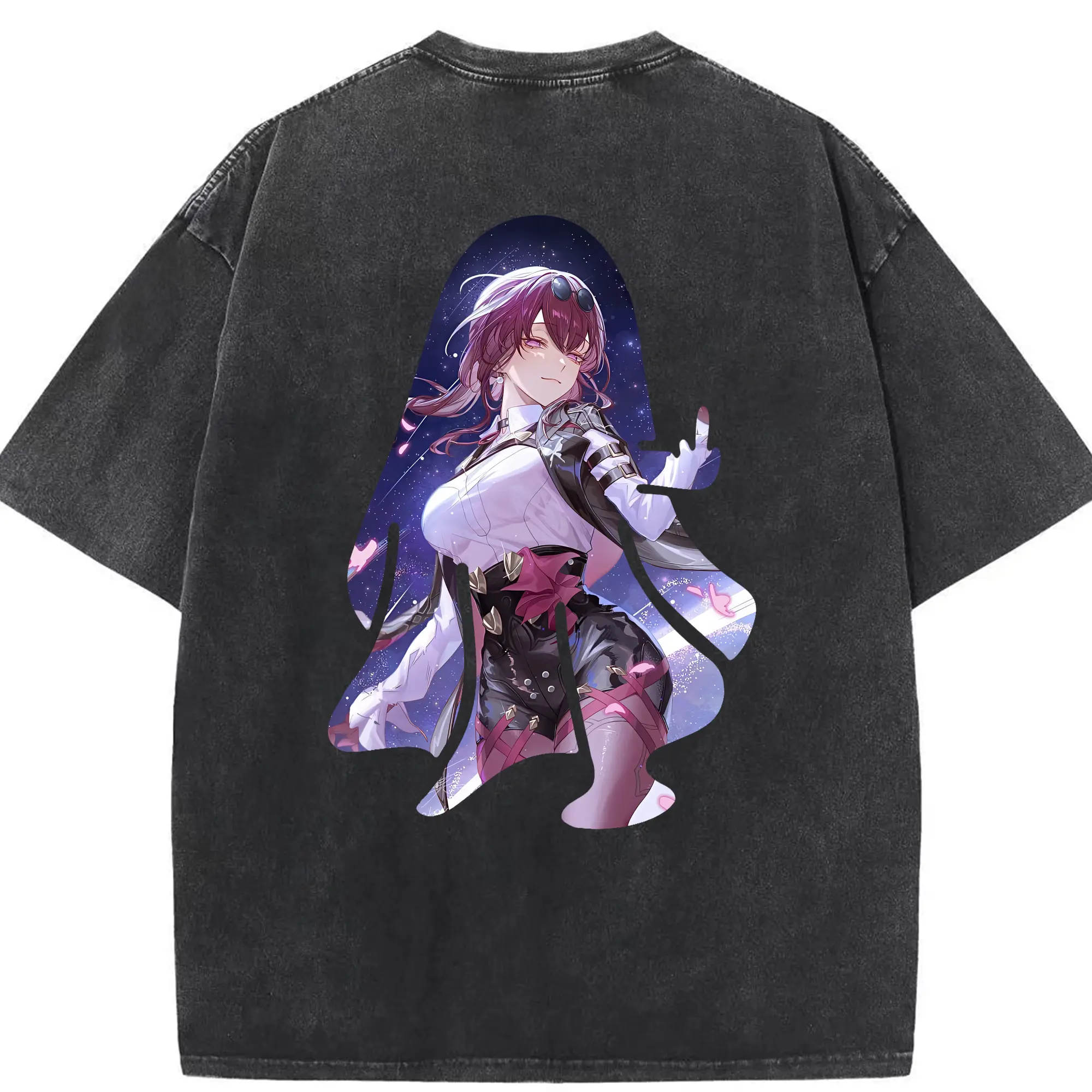 崩壊：スターレイル グッズ カフカ - 綿100％ ヴィンテージ風 半袖Tシャツ ・ 背面プリント ・ 柔らか肌触り ・ 通気性 快適 ・ スポーツ カジュアル 外出用