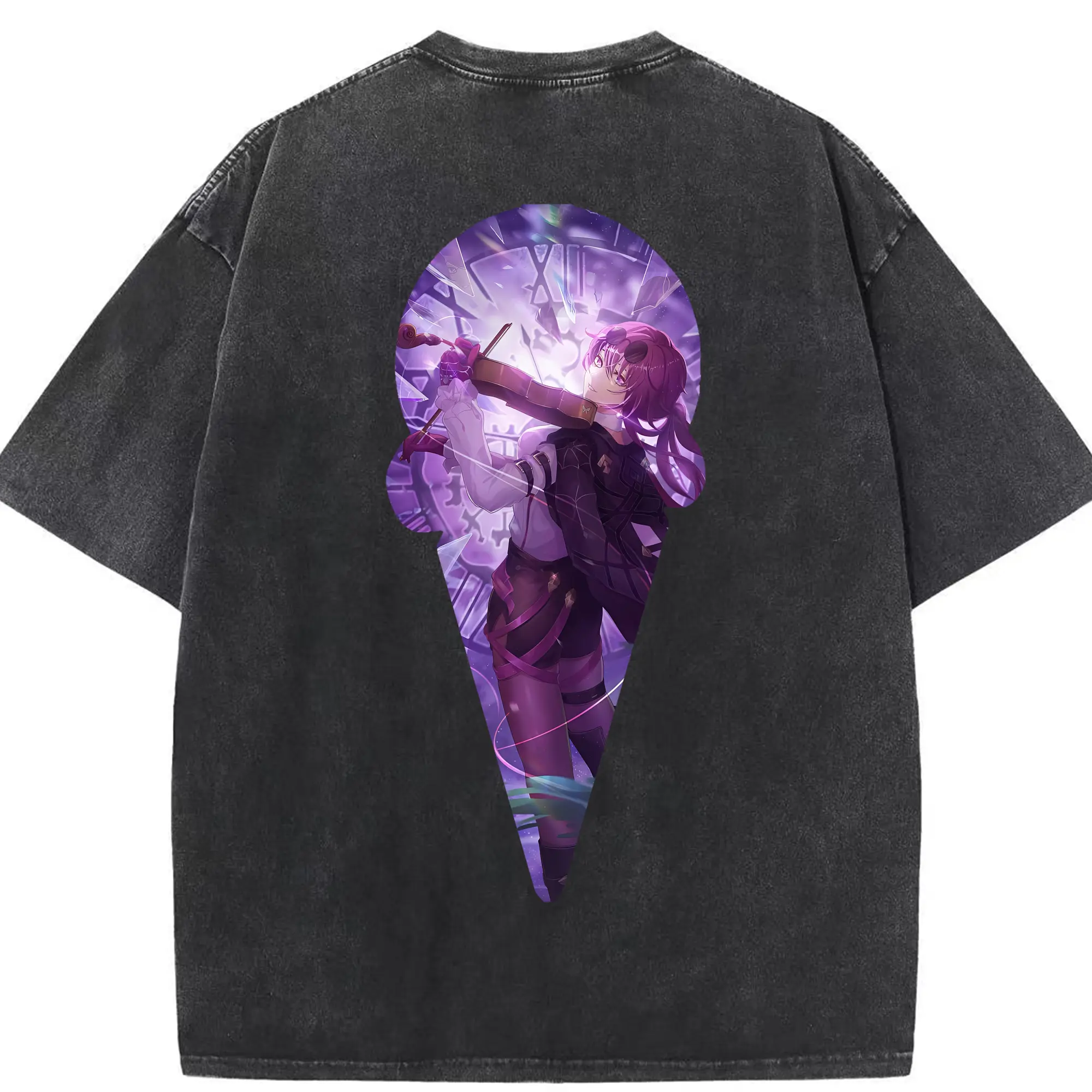 崩壊：スターレイル グッズ カフカ - 綿100％ ヴィンテージ風 半袖Tシャツ ・ 背面プリント ・ 柔らか肌触り ・ 通気性 快適 ・ スポーツ カジュアル 外出用