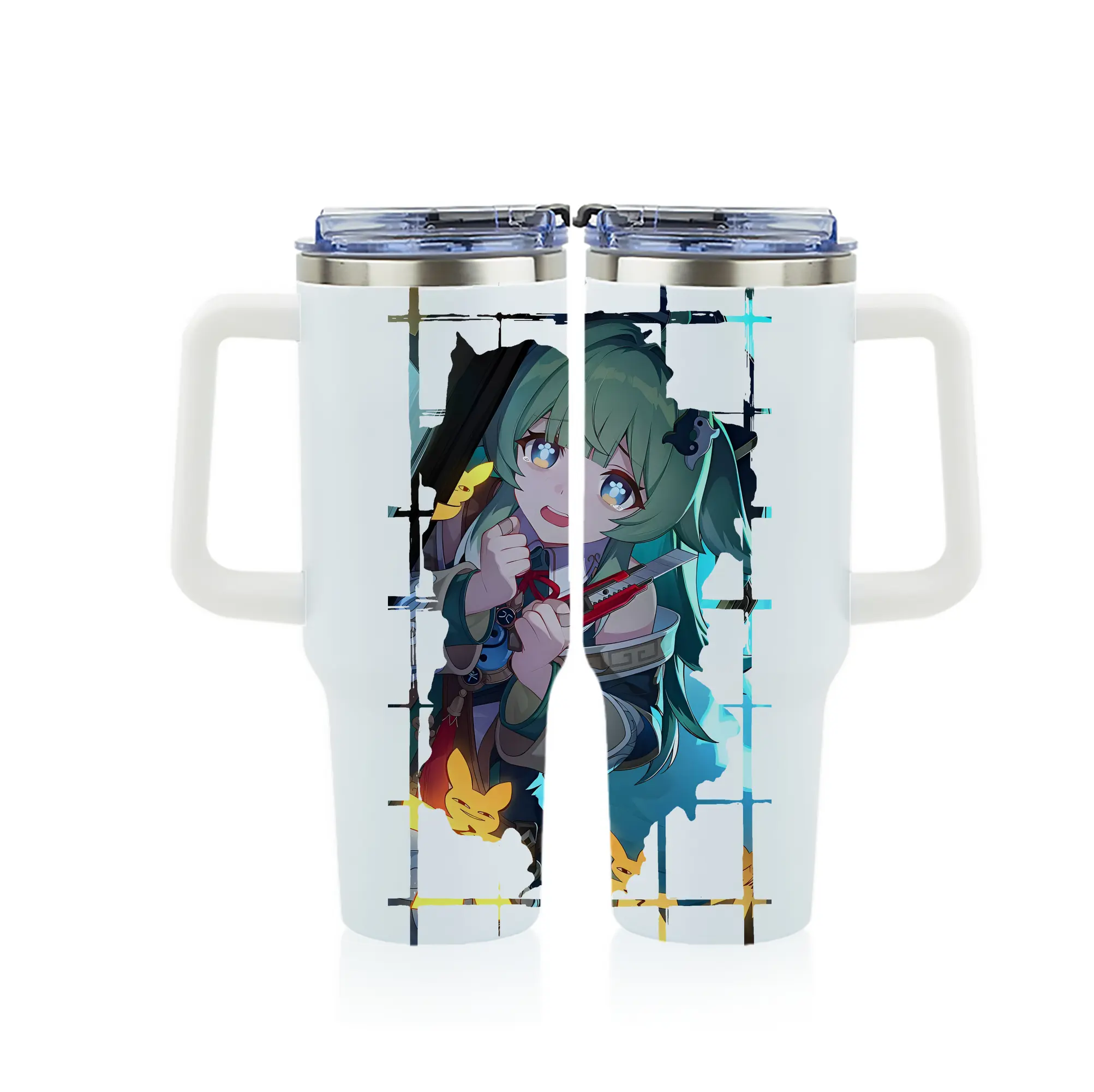 崩壊：スターレイル グッズ フォフォ - 1200mL フルプリント車用タンブラー ・ 304ステンレス 内側 ・ 201ステンレス 外側 ・ 保温 保冷 ・ 通勤 ドライブ アウトドア用