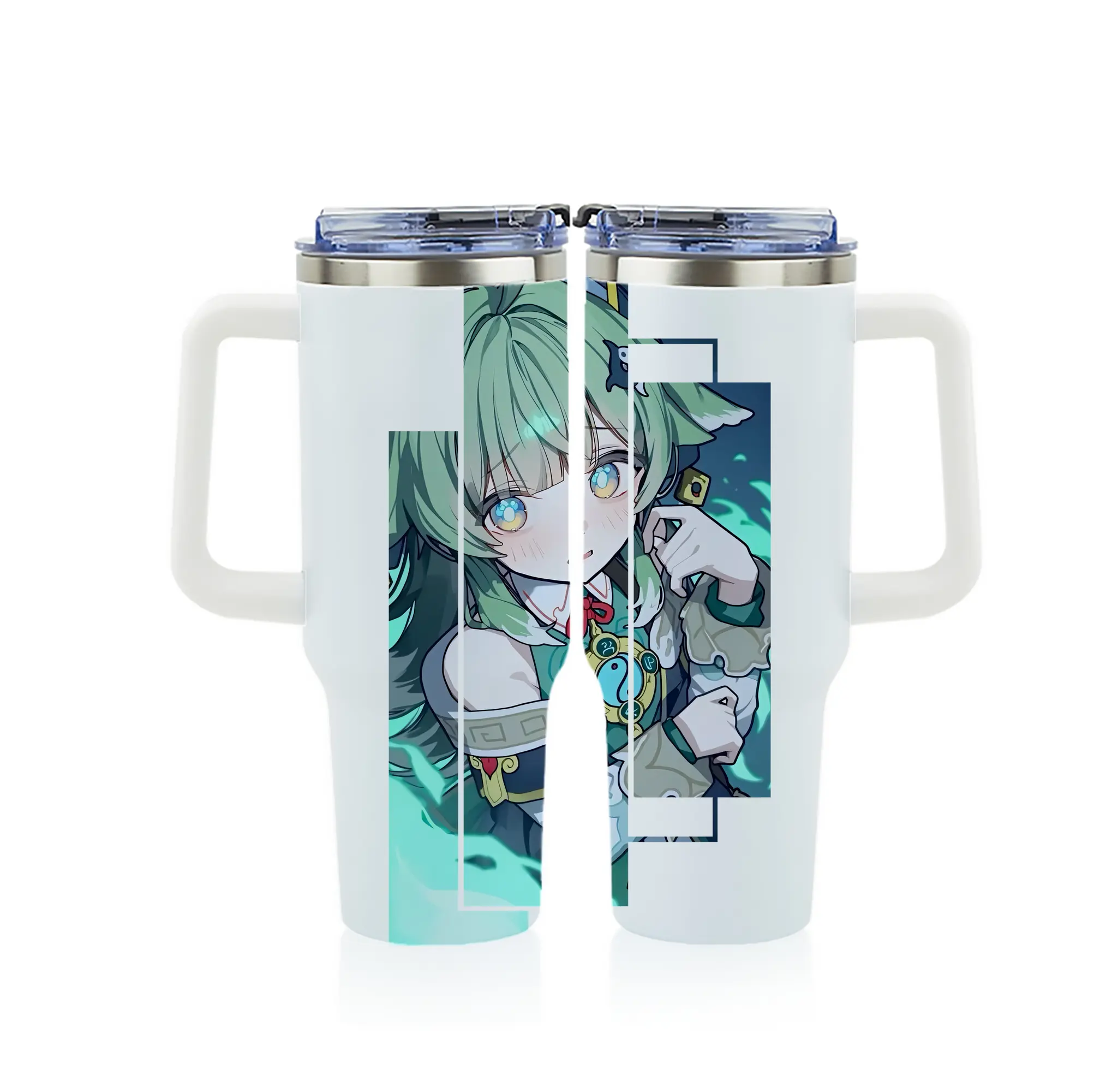 崩壊：スターレイル グッズ フォフォ - 1200mL フルプリント車用タンブラー ・ 304ステンレス 内側 ・ 201ステンレス 外側 ・ 保温 保冷 ・ 通勤 ドライブ アウトドア用